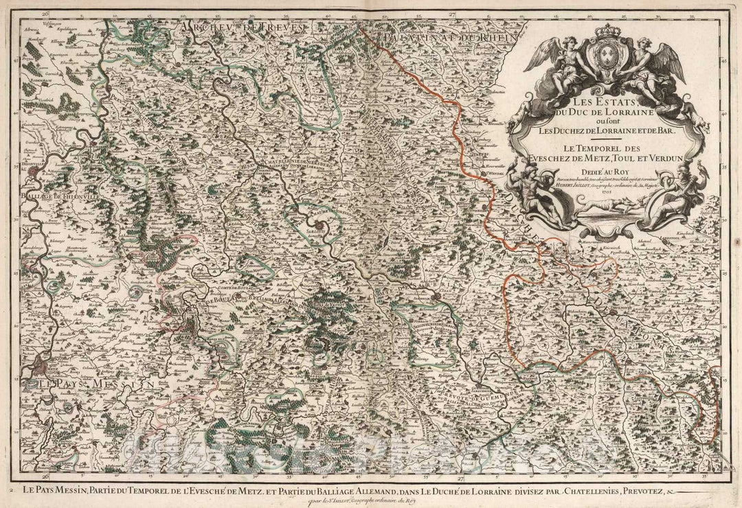 Historic Map : Verdunois , France 1704 Le Verdunois (eastern sheet). , Vintage Wall Art