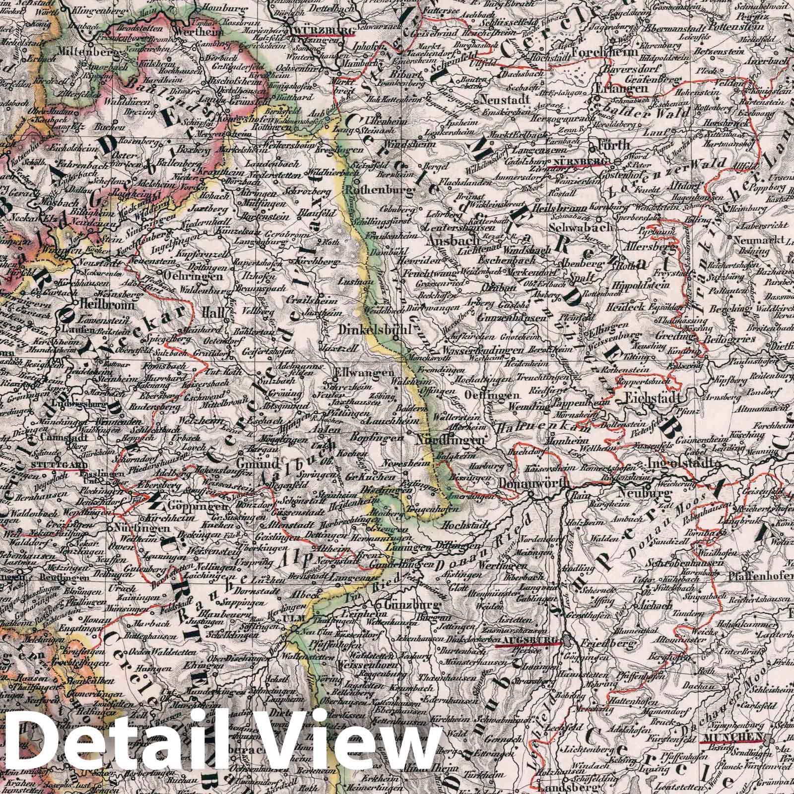 Southwestern Germany, 1834 - Historical Map Print