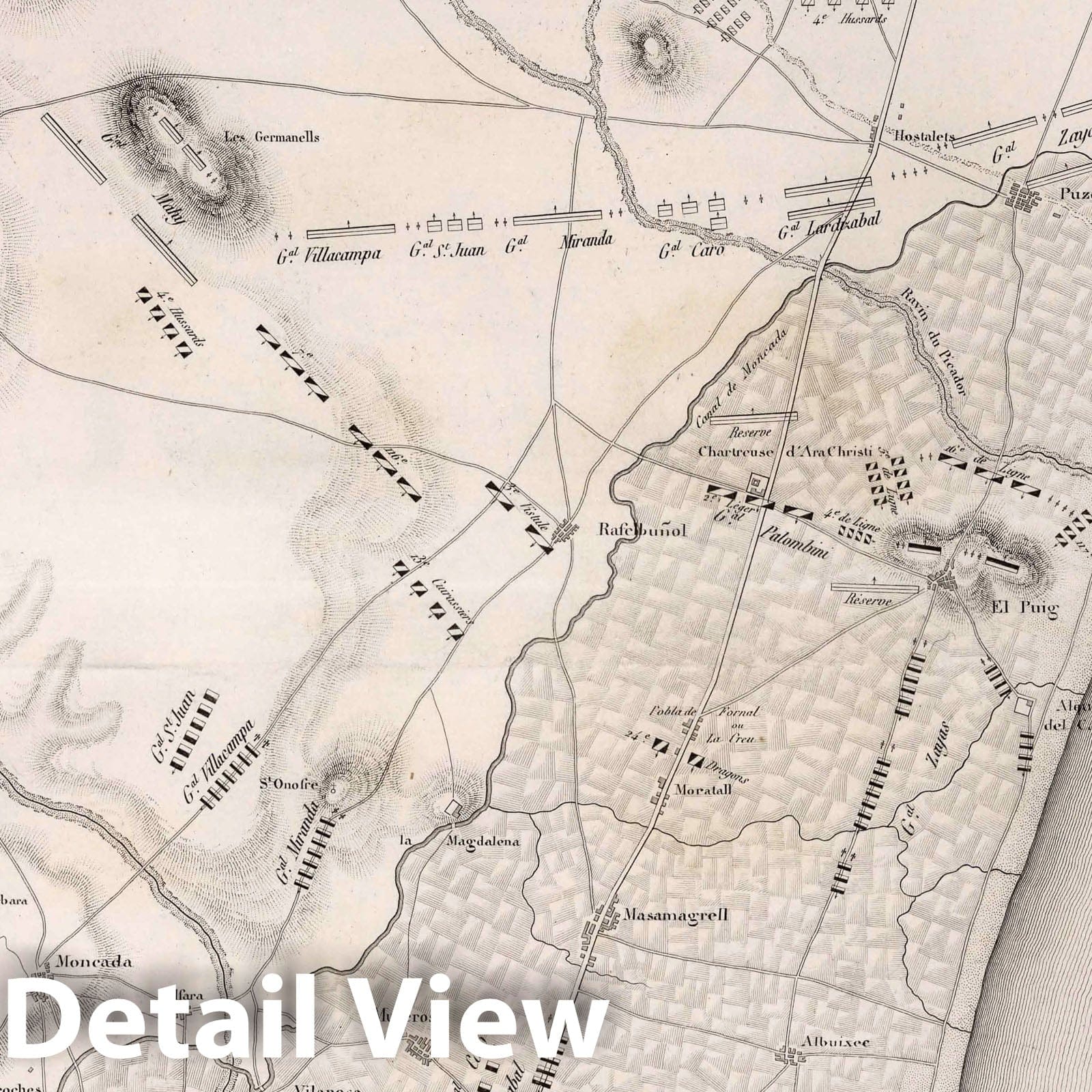 Battle of Sagunte - Military Map, 1828 - Historical Map Print