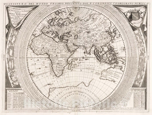 Historic Map - World Atlas - 1693 Planisfero del Mondo Vecchio. - Vintage Wall Art