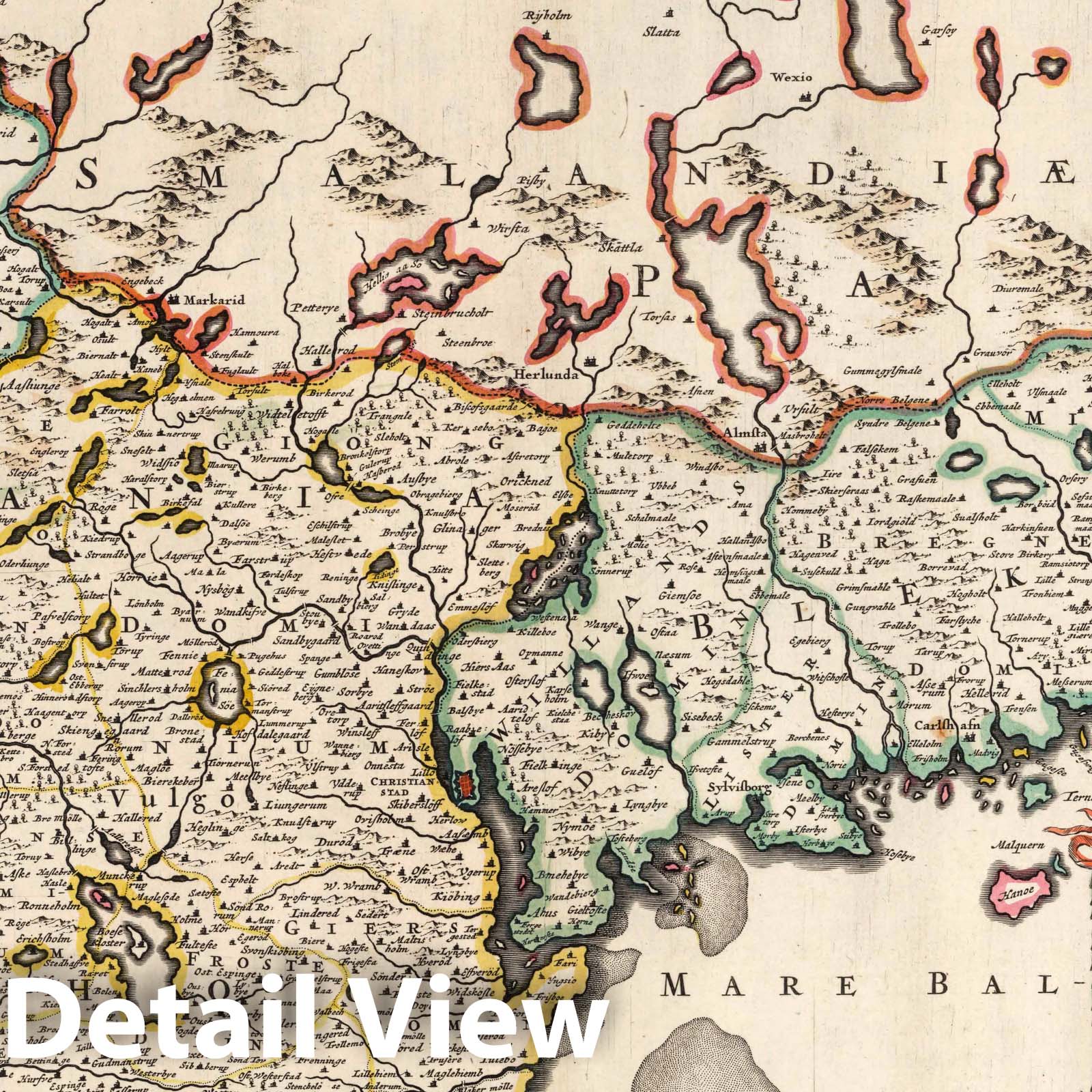Scania, Blekinge, and Halland, Sweden 1682 Historical Map Print