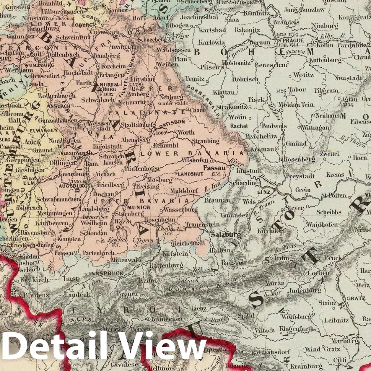 Germany, 1860 - Historical Map Print with Berlin Inset