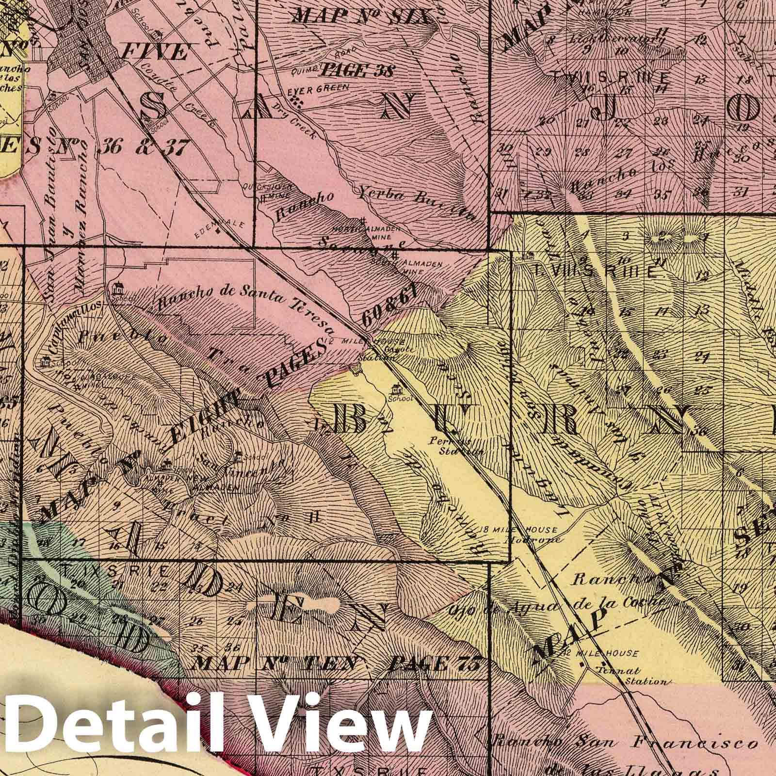 Santa Clara County, California - Railroad Map, 1876 - Thompson & West Historical Atlas
