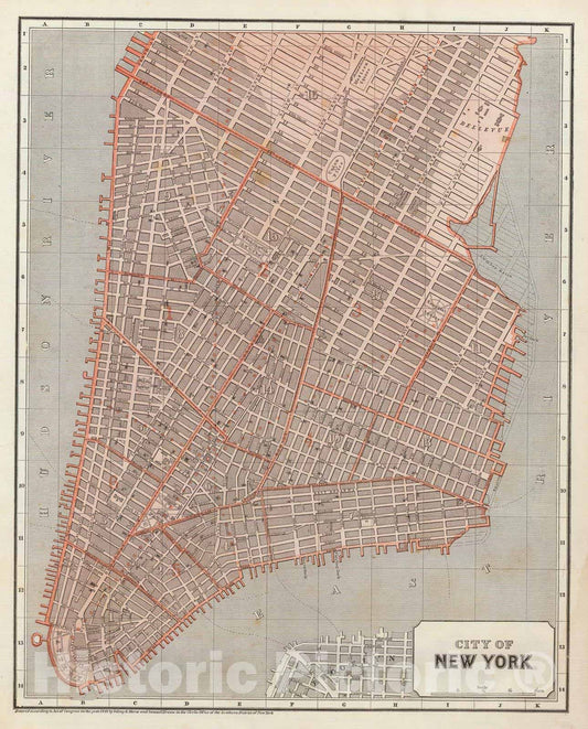 Historic Map : National Atlas - 1845 City of N.Y. - Vintage Wall Art