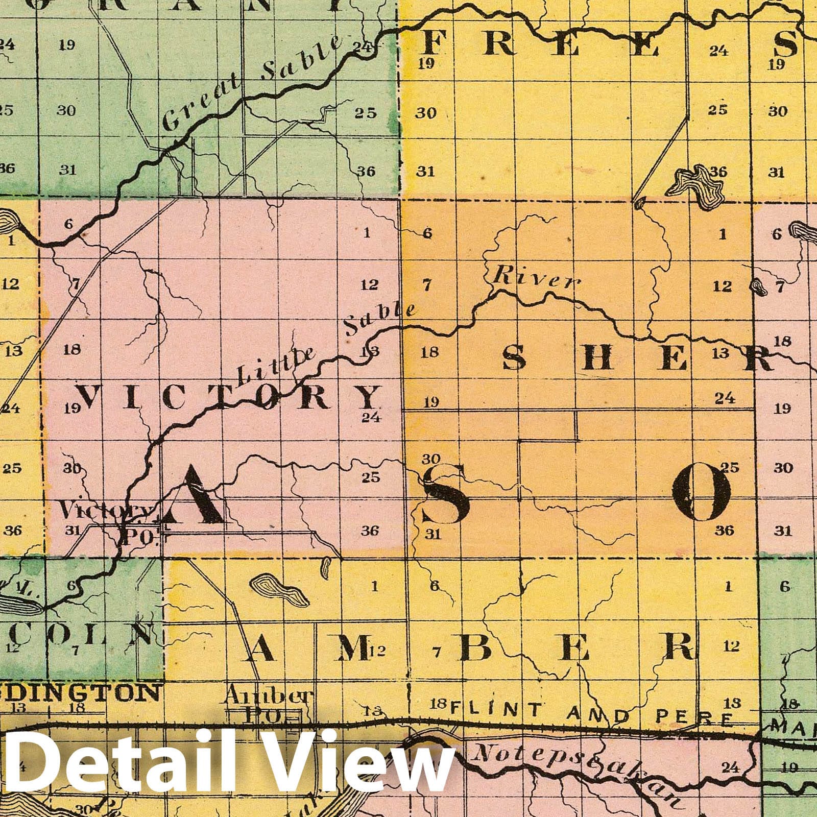 Mason County, Michigan - Railroad Map, 1873 - Historical Map Reproduction