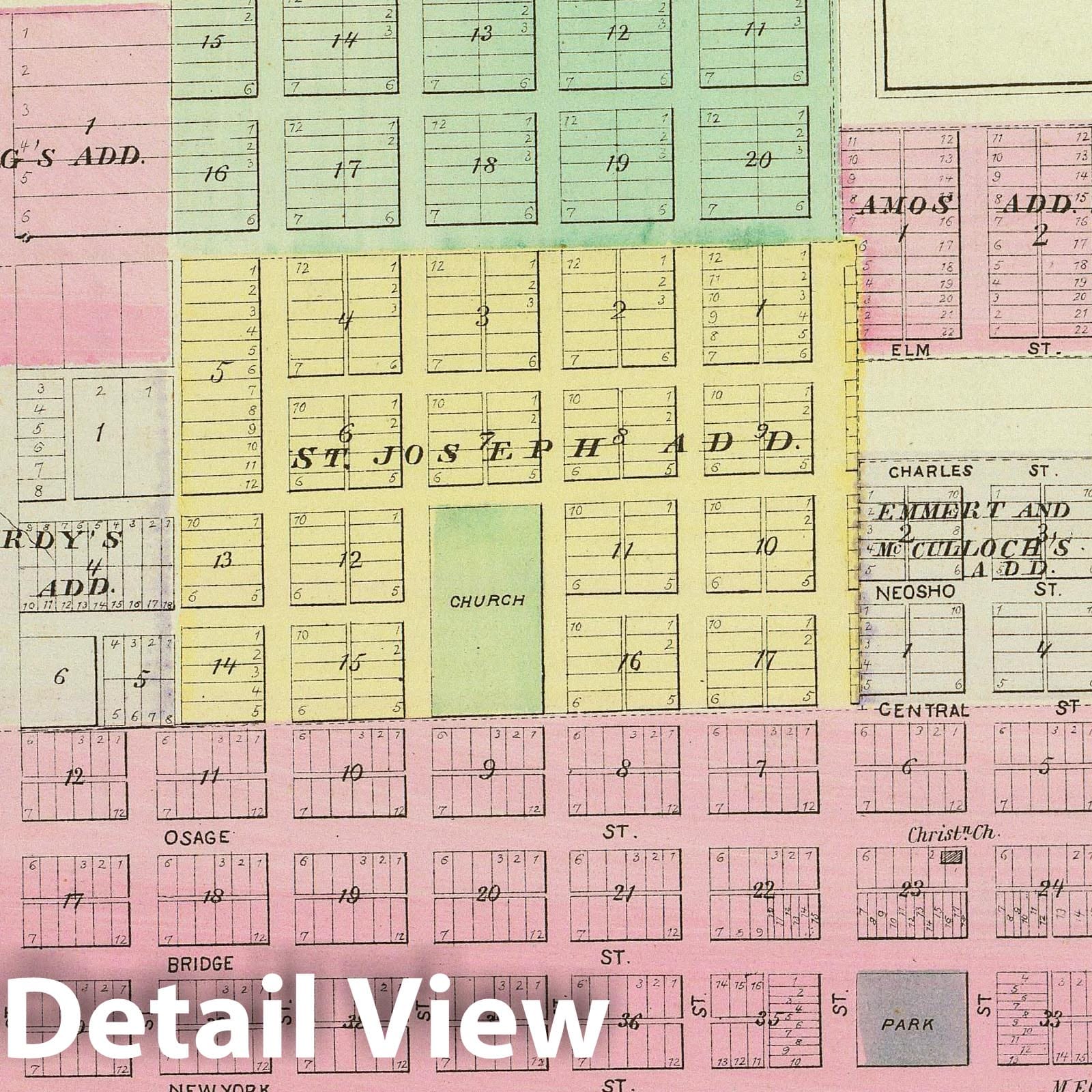 Humboldt, Moran City, Laharp, Kansas - 1887 Historical Map Print