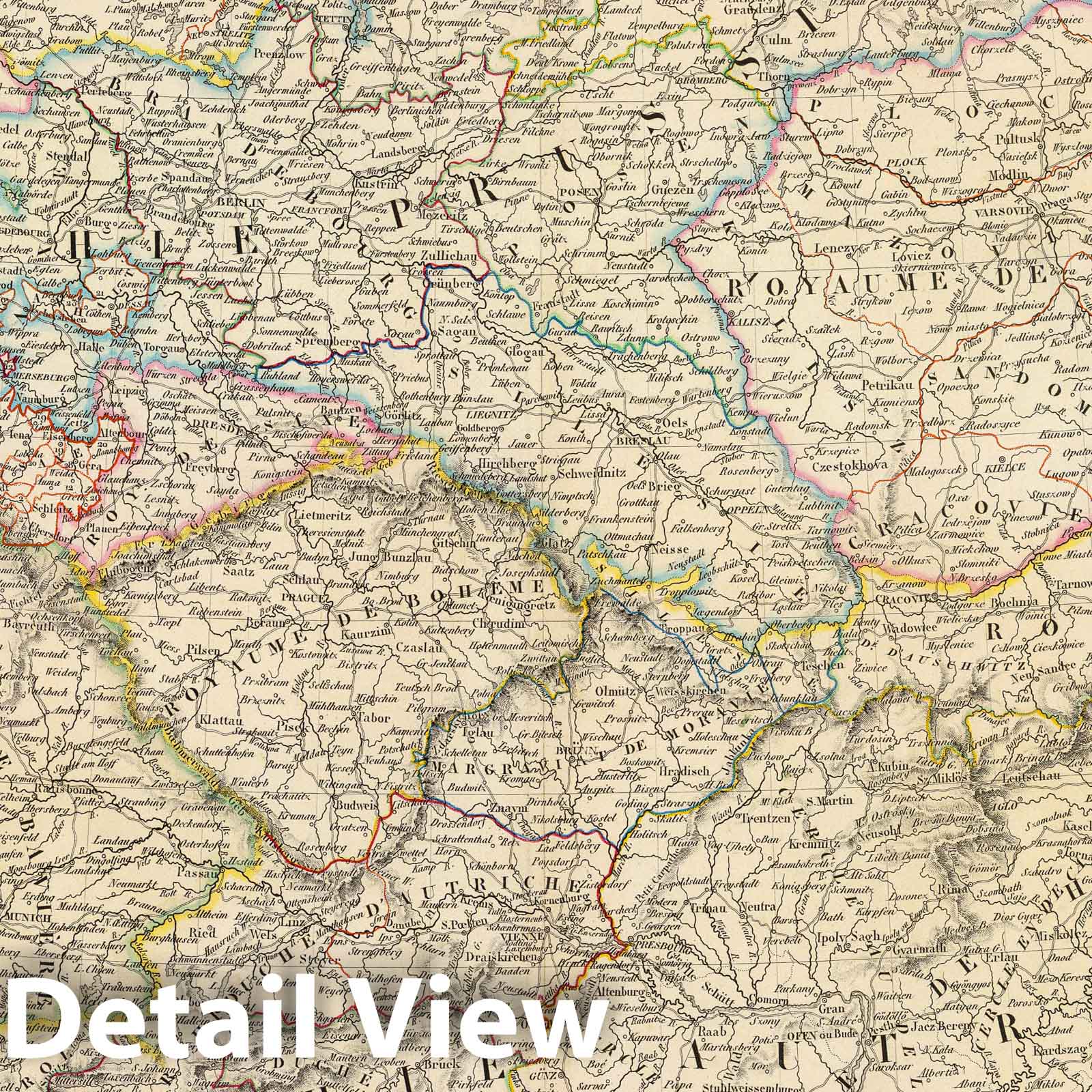 Germany and Central Europe 1850 Historical Map Print