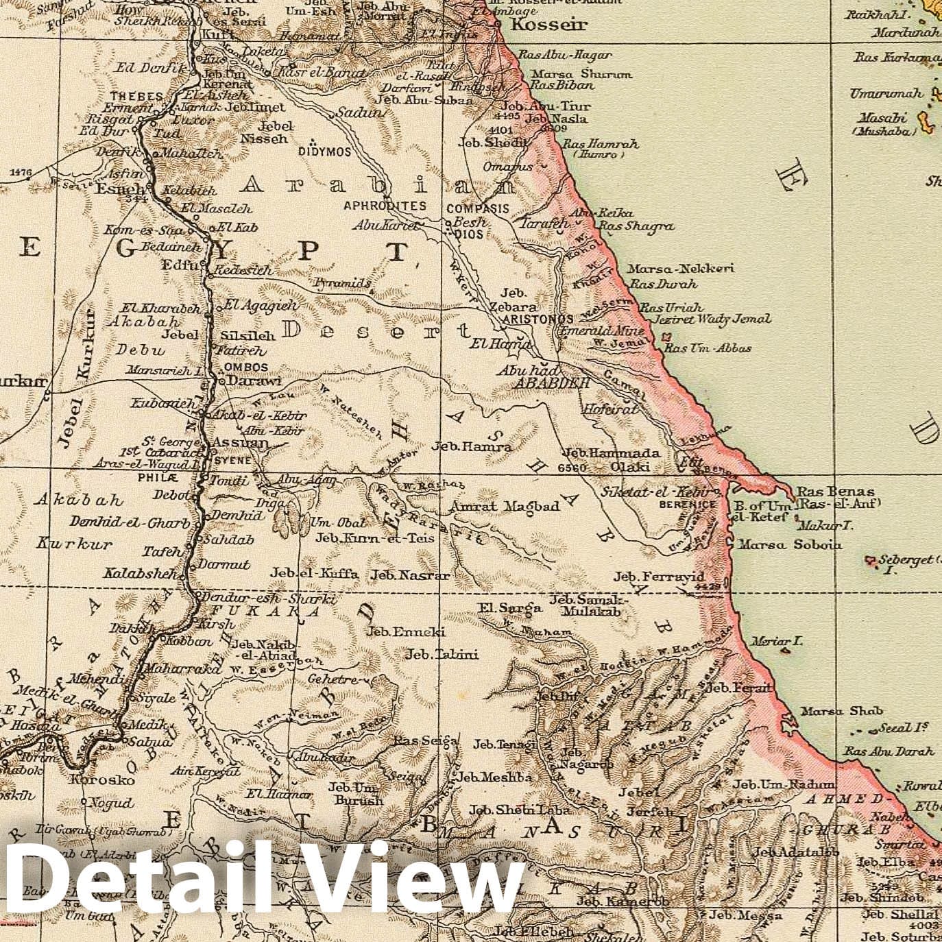 Historic Map : 1895 Egypt. - Vintage Wall Art