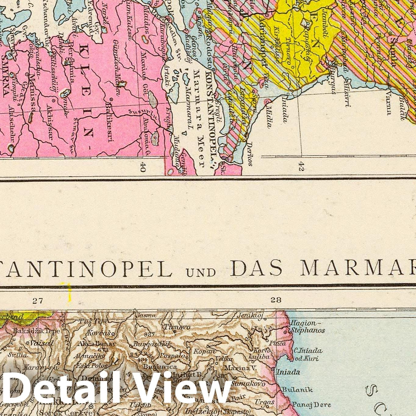 Balkan Peninsula, Constantinople and Sea of Marmara, 1881 - Historical Map Print