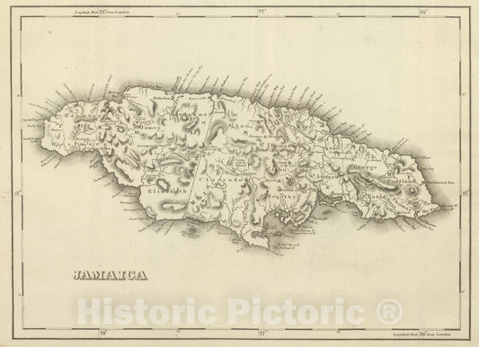 Historic Map : 1824 Jamaica. - Vintage Wall Art