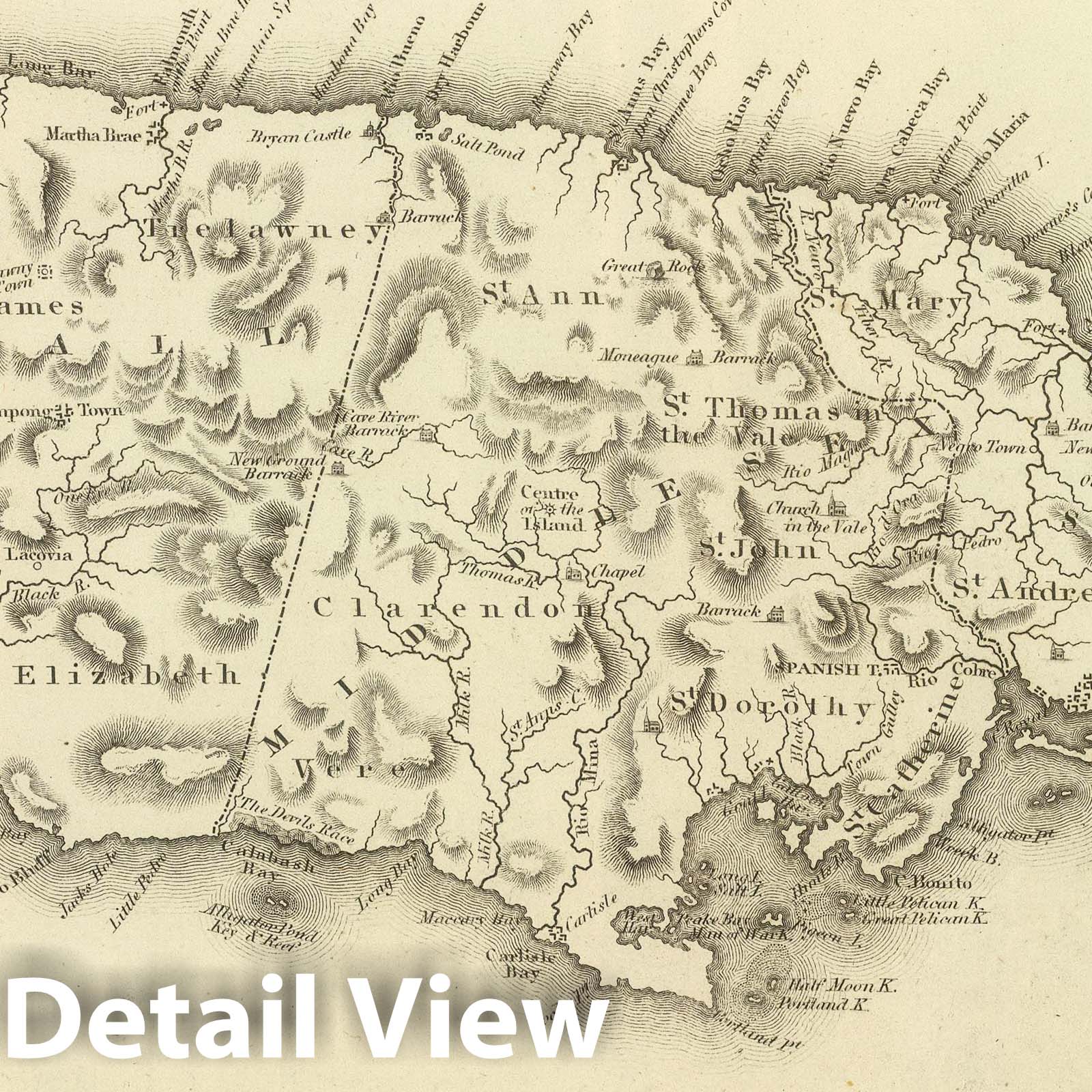 Jamaica - Geologic Map, 1824 - Historical Map Reproduction