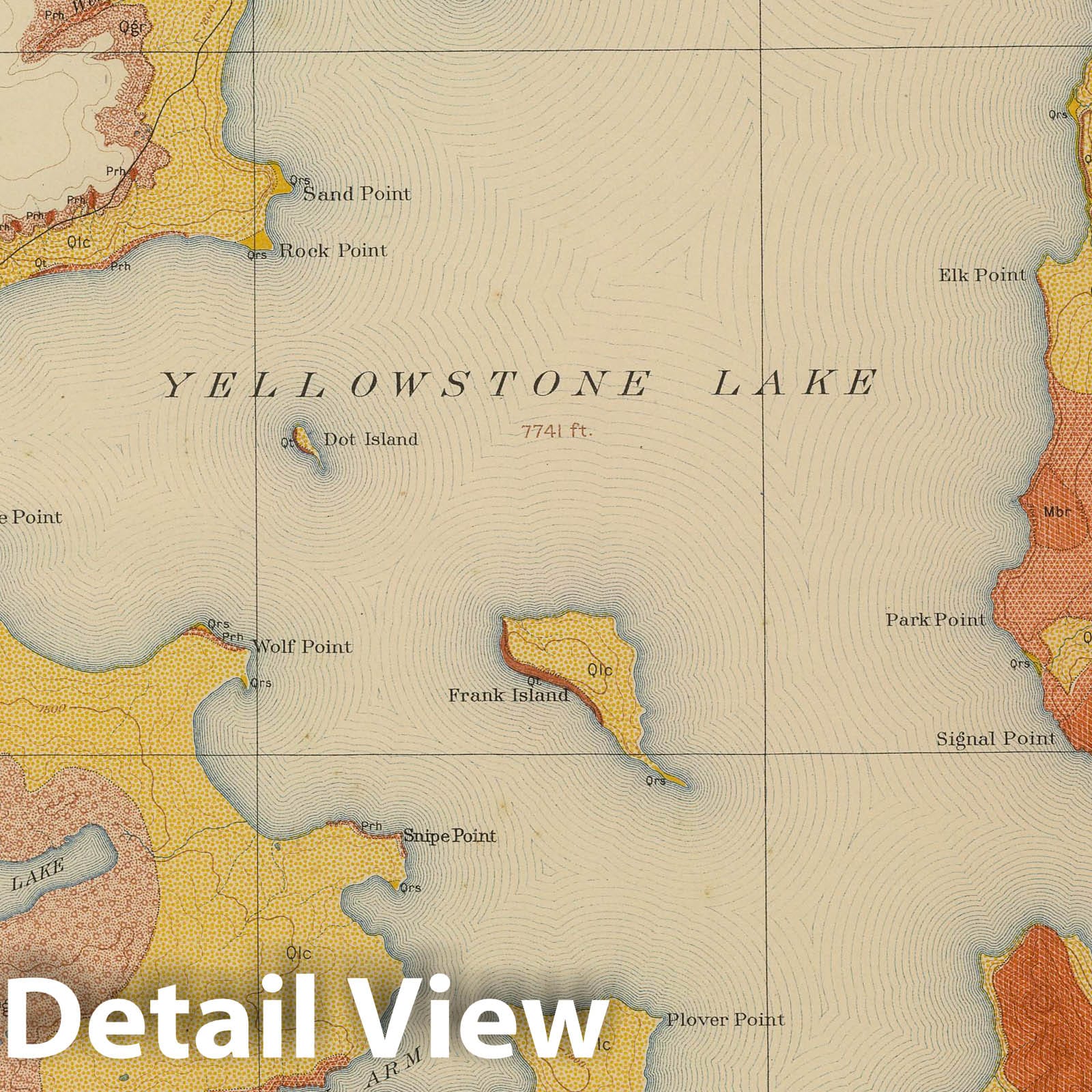 Yellowstone Lake, Wyoming - Geologic Map, 1904