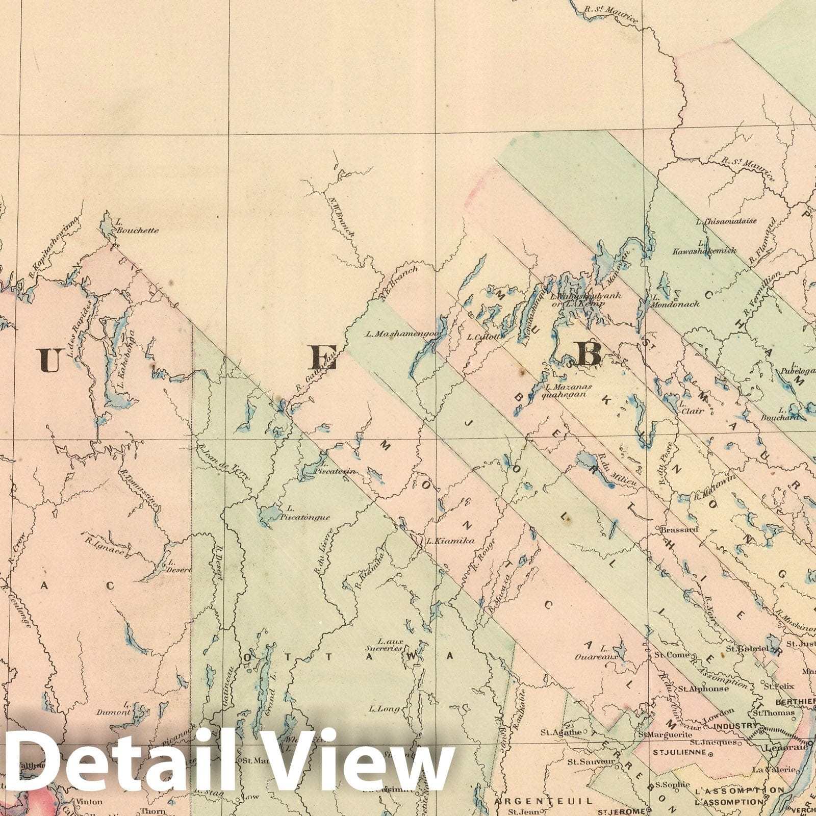 Quebec - Railroad Map, 1875 - Asher & Adams Atlas Plate