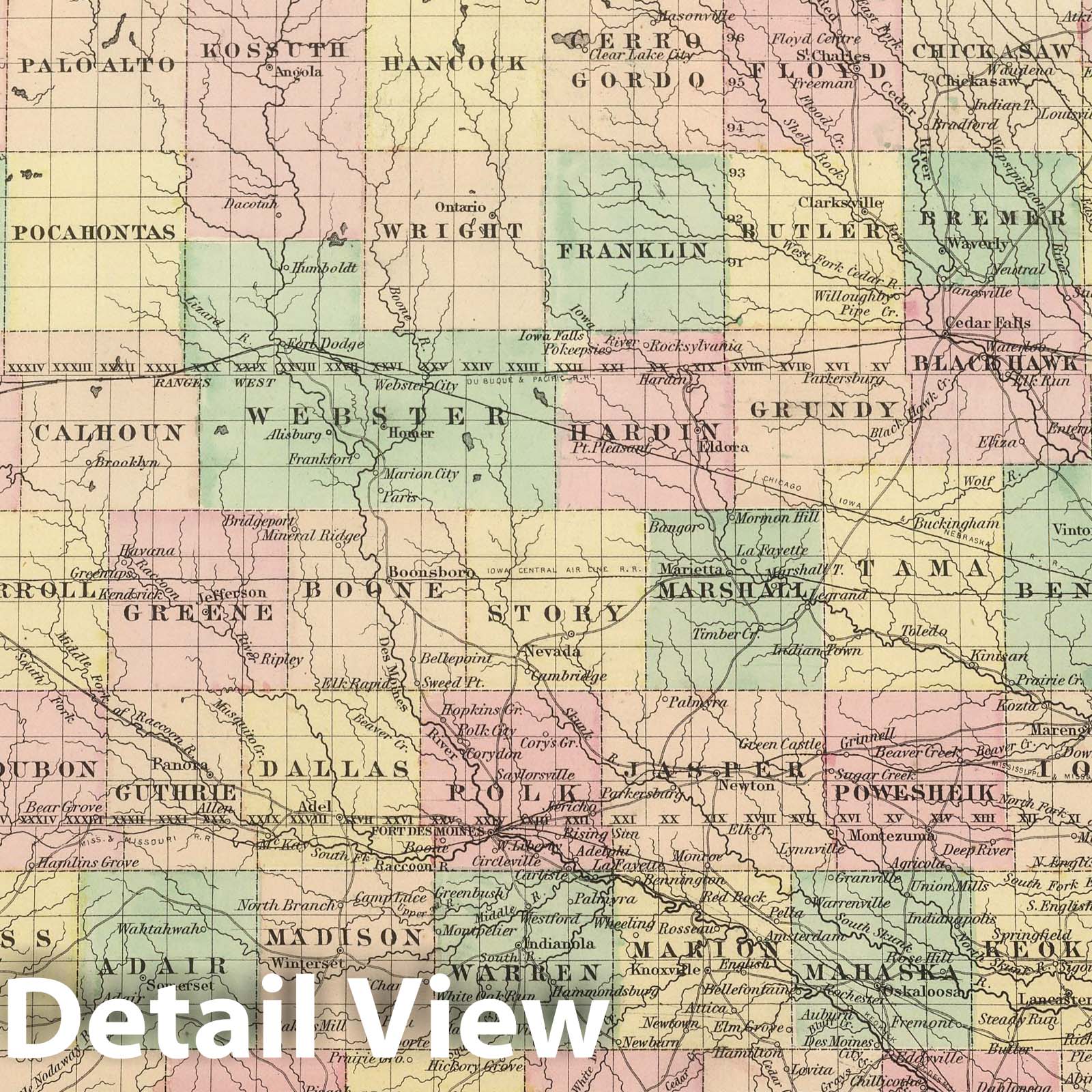 Iowa - Plate No. 47, 1857 - Colton's Atlas Historical Map Print