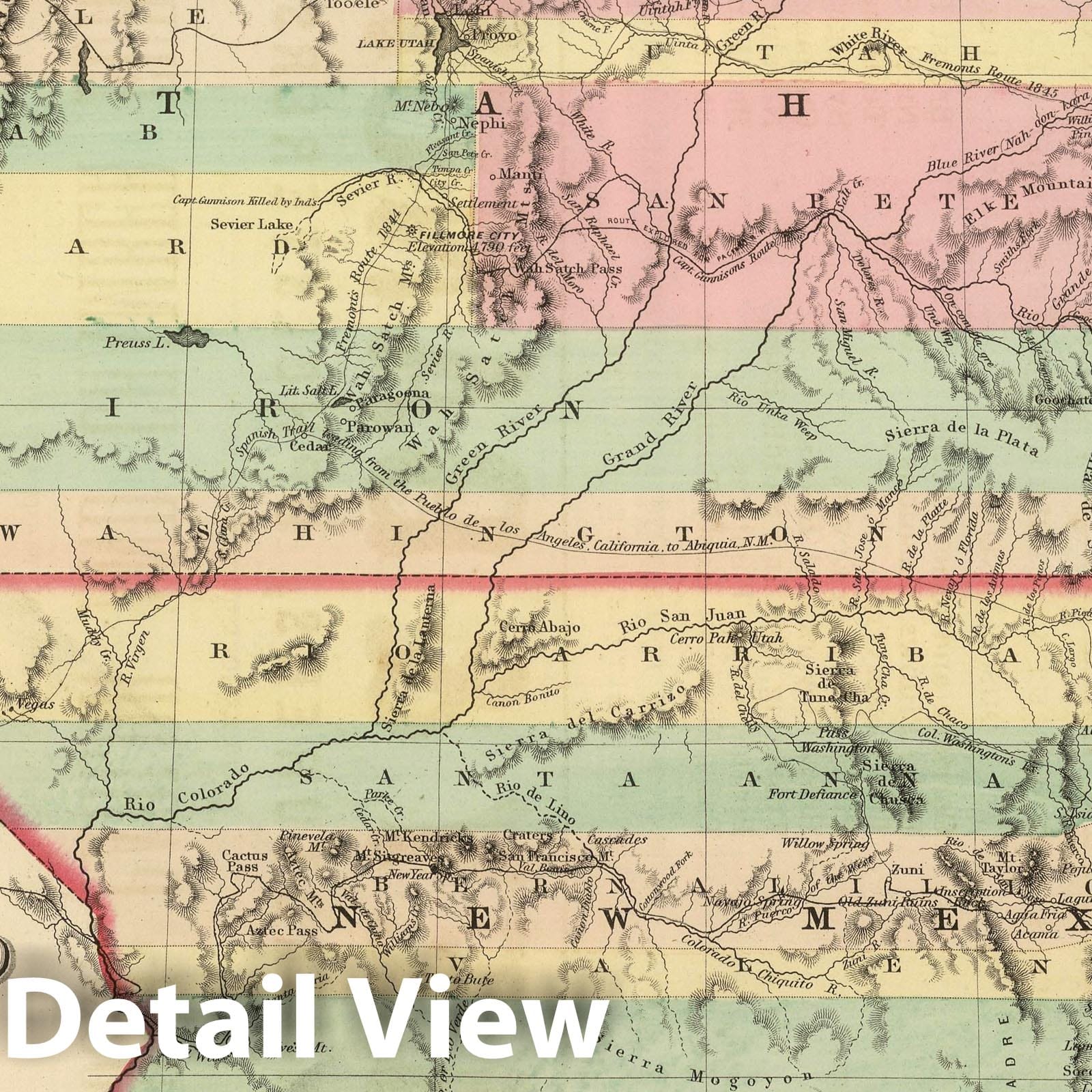 New Mexico, Utah, Nevada, and Arizona - Railroad Map, 1857