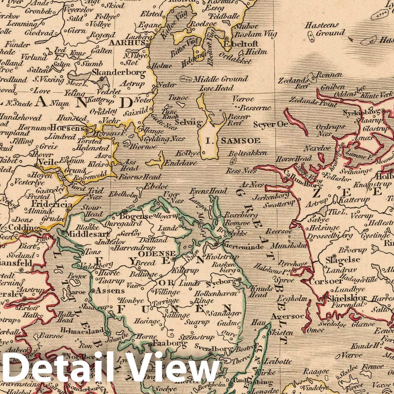 Denmark, 1808 - Historical Map Print from Smith's New General Atlas
