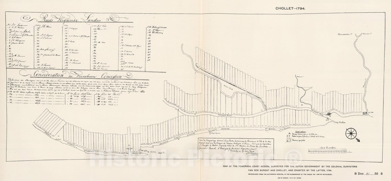 Historic Map : National Atlas - 1794 Pomeroon Coast Region by Chollet. - Vintage Wall Art