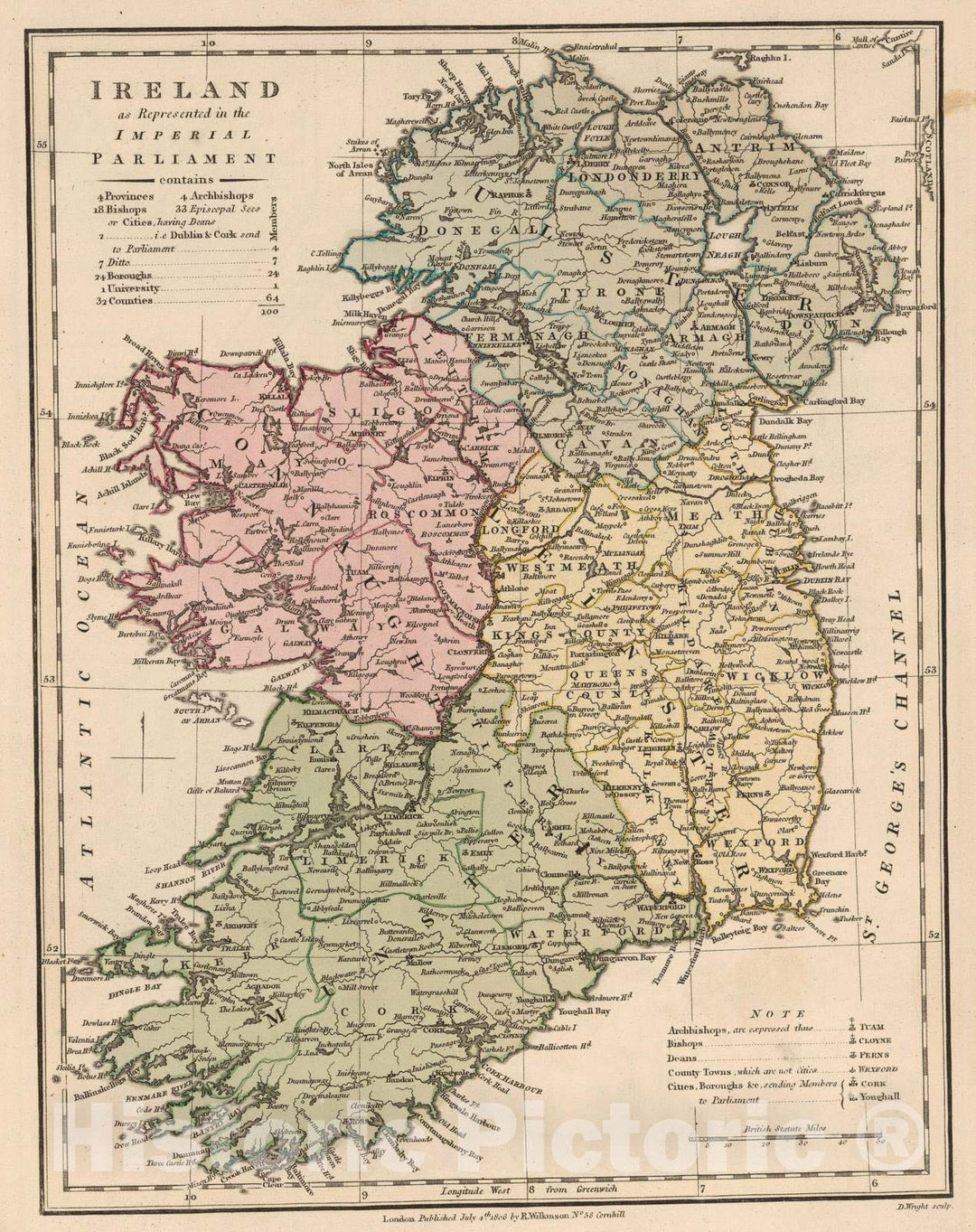 Historic Map : 1806 Ireland : Vintage Wall Art