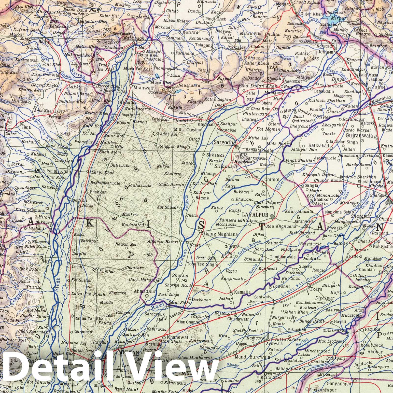 Punjab, Calcutta, and Bombay - Physical Map, 1967 - Historical Map Print