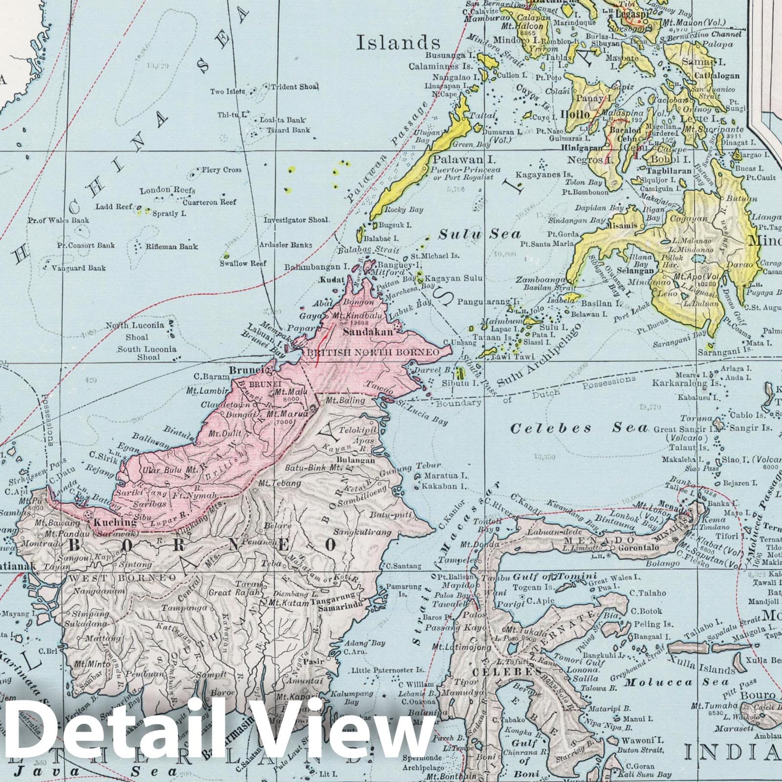 East India Islands - Physical Map, 1948 - Hammond's New World Atlas