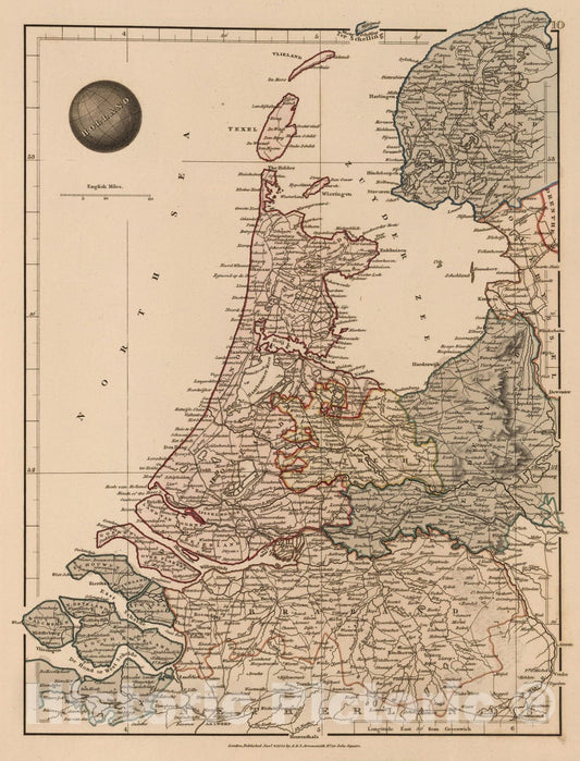 Historic Map : 1825 Holland - Vintage Wall Art