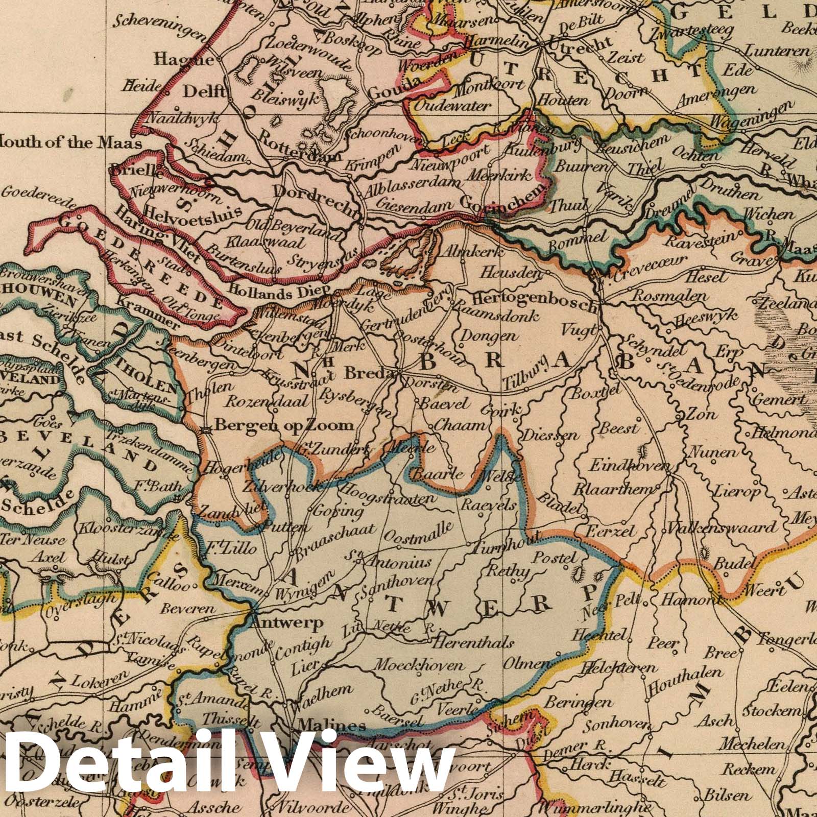 Kingdom of the Netherlands - Road Map, 1825 - Historical Map Print