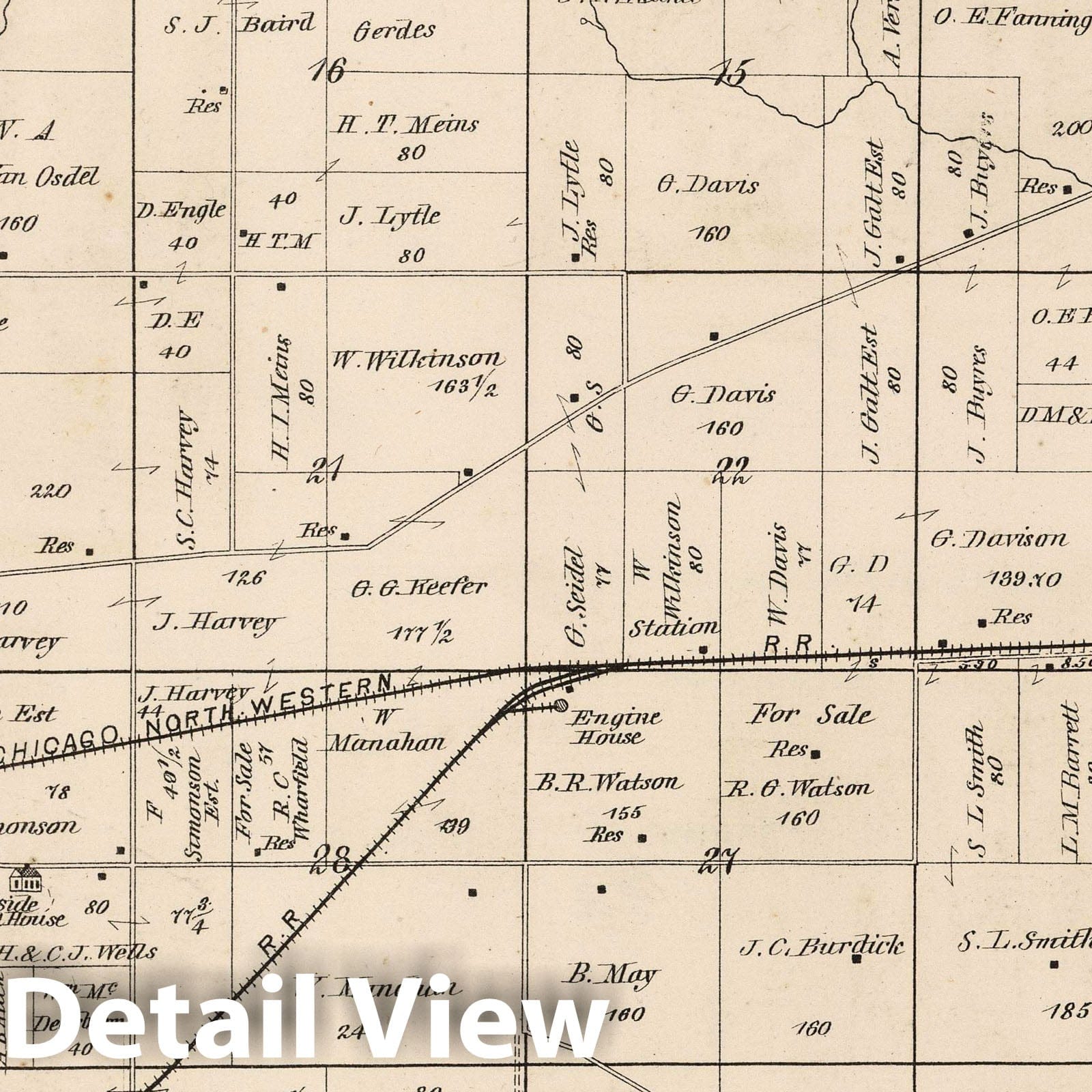 Hopkins Township, Whiteside County, Illinois 1872 Historical Map Print with Galt and Empire Insets
