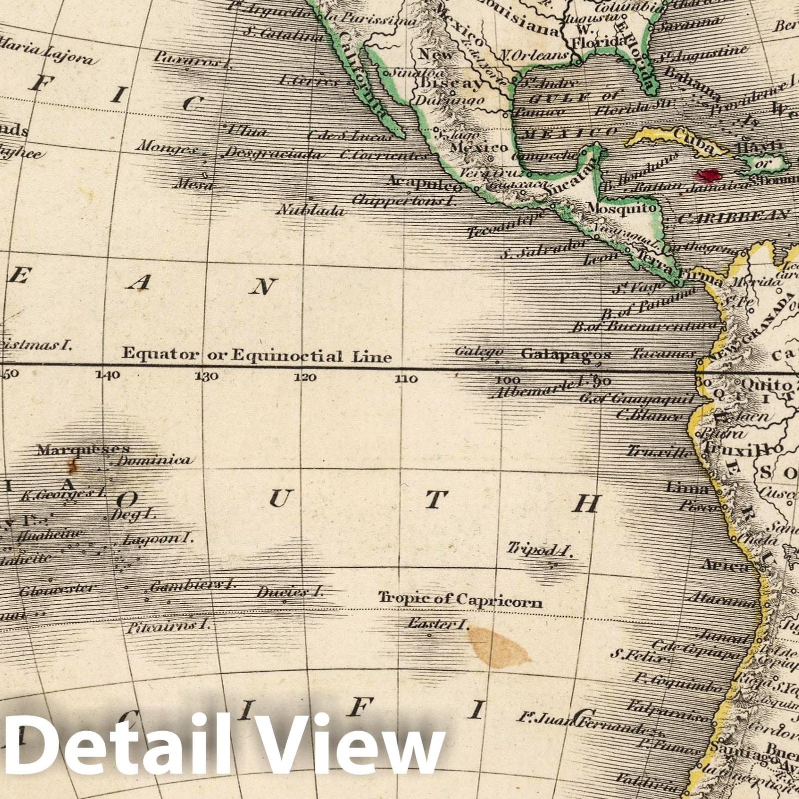 Western Hemisphere Map 1824 - Hand-Colored Historical Map Print by J. Wyld
