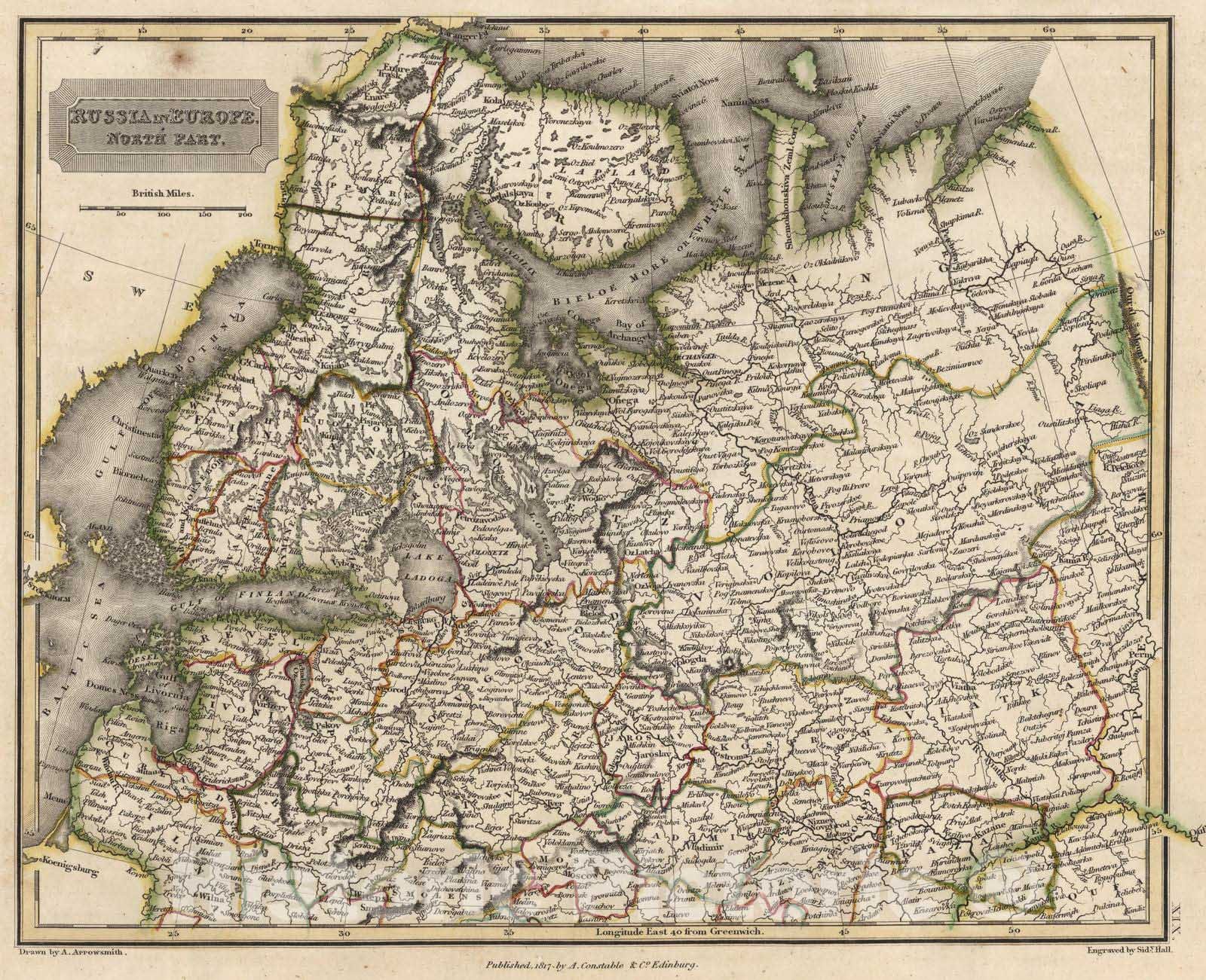 Historic Map : 1817 Russia in Europe. North Part - Vintage Wall Art