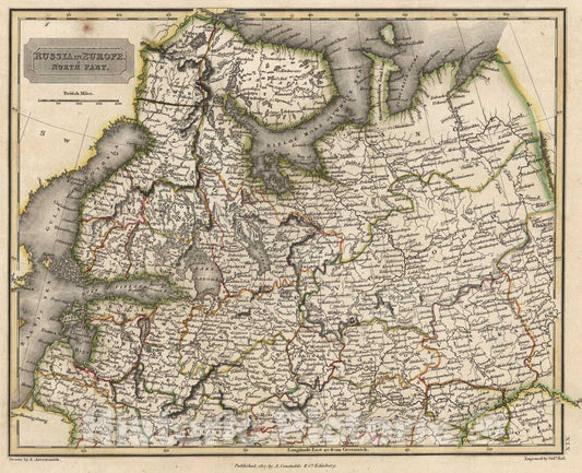 Historic Map : 1817 Russia in Europe. North Part - Vintage Wall Art