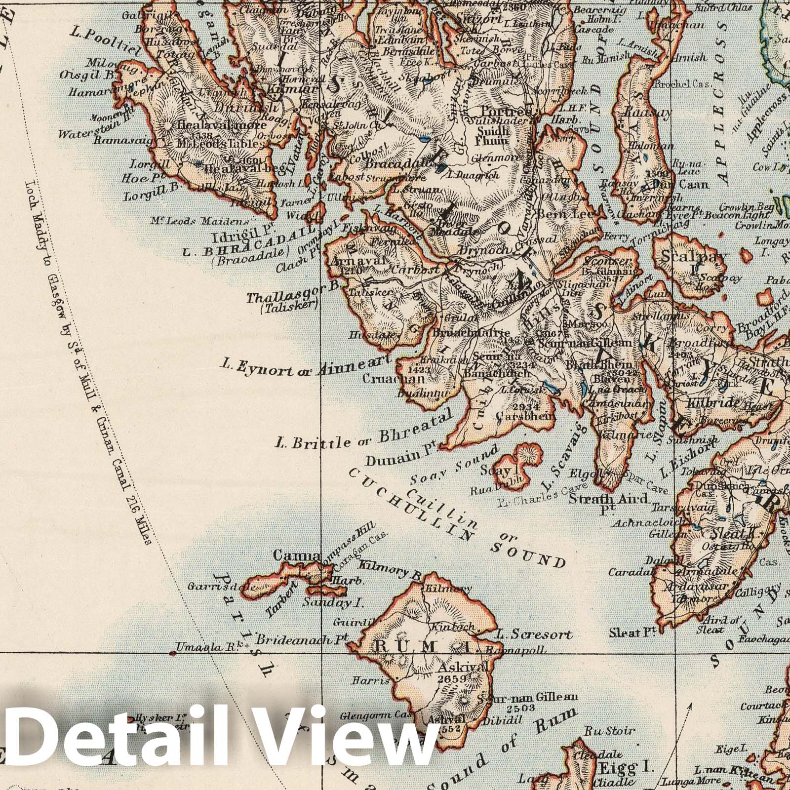 Scotland - Physical Map, 1906 - Victoria Regina Atlas Historical Reproduction