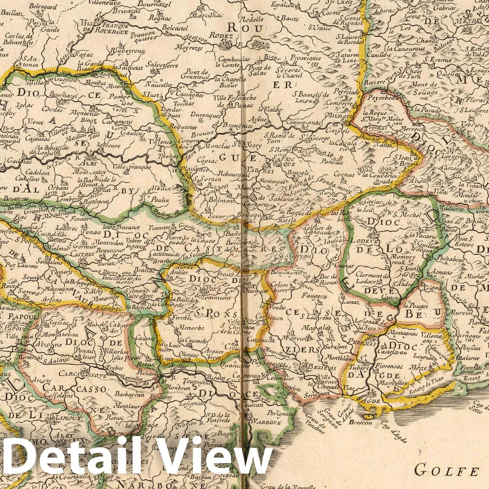 Historic Map : France, 1703 Languedoc, France. , Vintage Wall Art