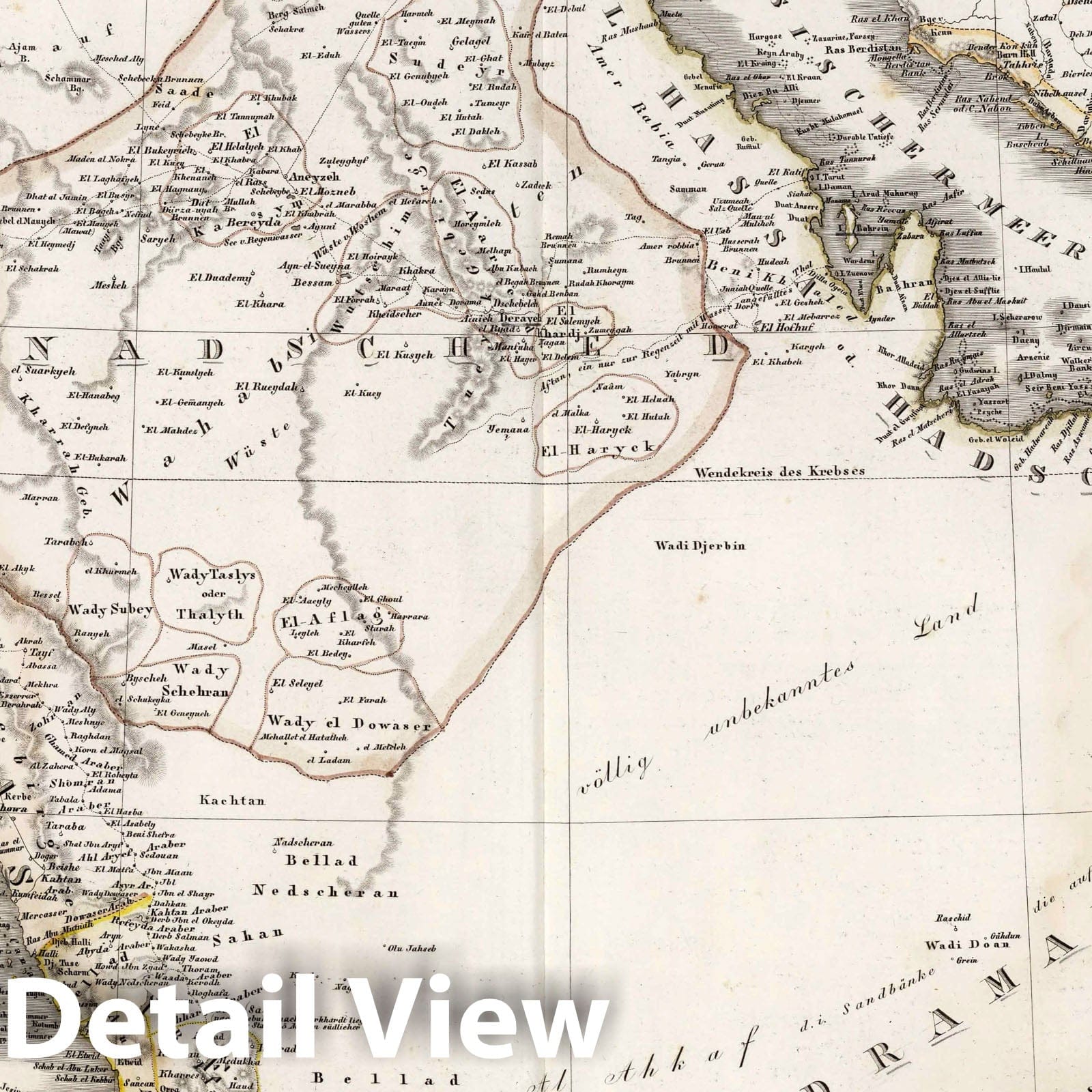 Arabia 1841 Historical Map Print - Hand-Colored Engraving