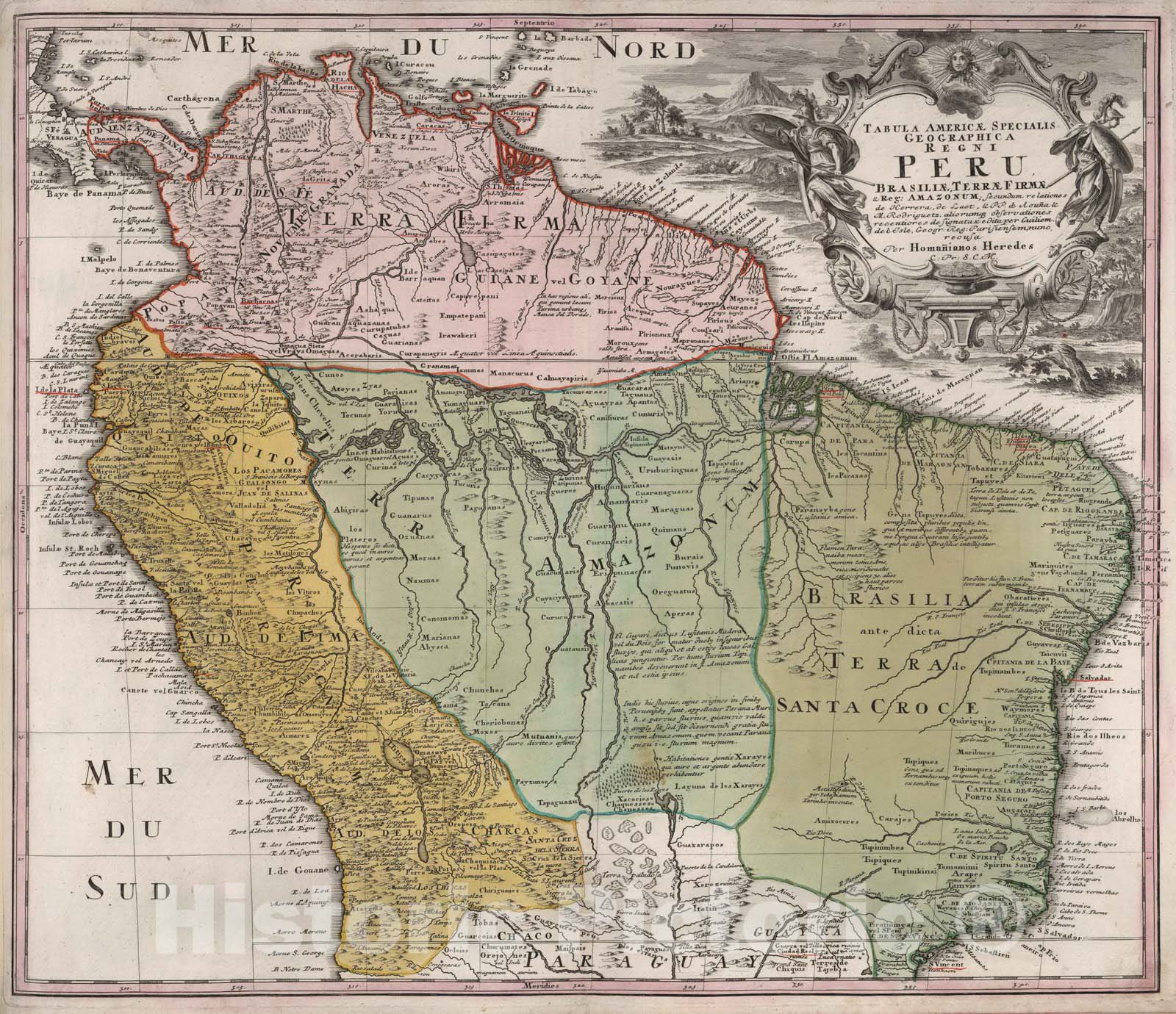 Historic Map : 1788 Regni Peru, Brasiliae, Amazonum. - Vintage Wall Art