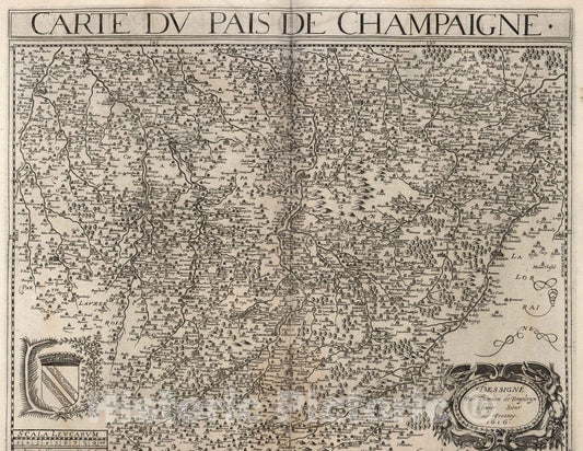 Historic Map : Champaigne , France 1616 Carte du Pais de Champaigne. , Vintage Wall Art