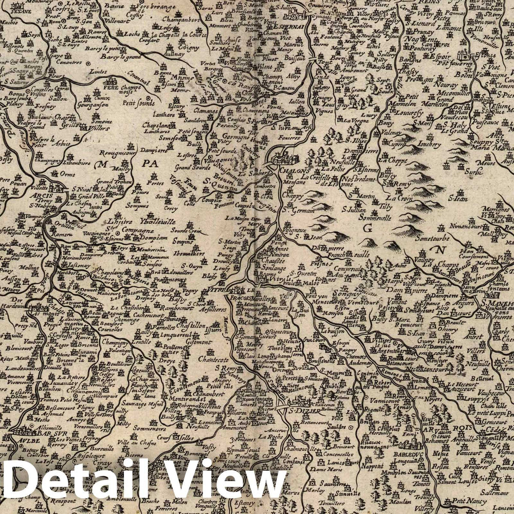 Historic Map : Champaigne , France 1616 Carte du Pais de Champaigne. , Vintage Wall Art