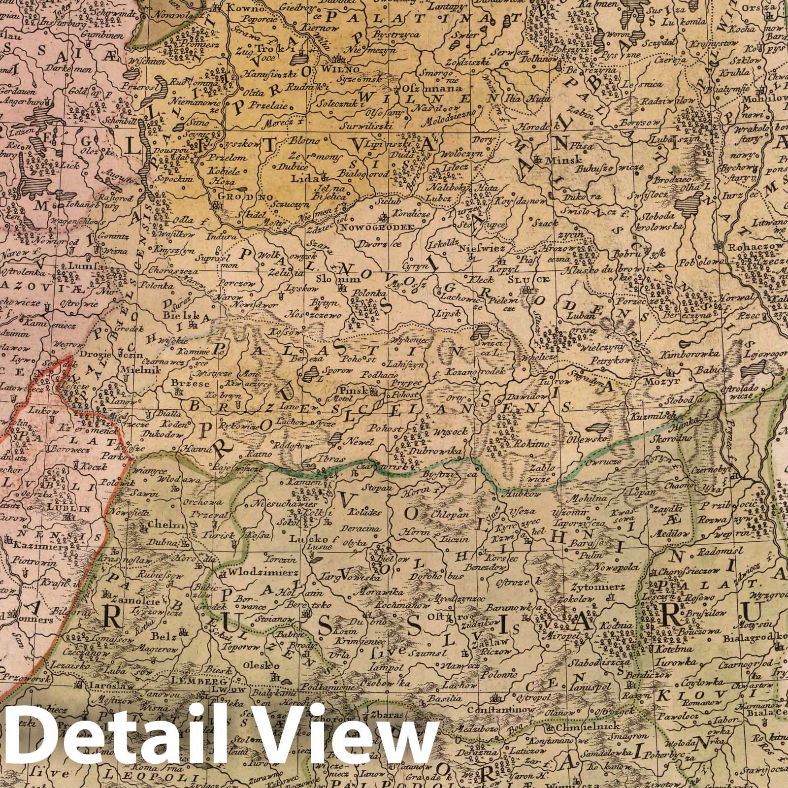 Poland, 1750 - Historical Map Print - Hand-Colored Engraving