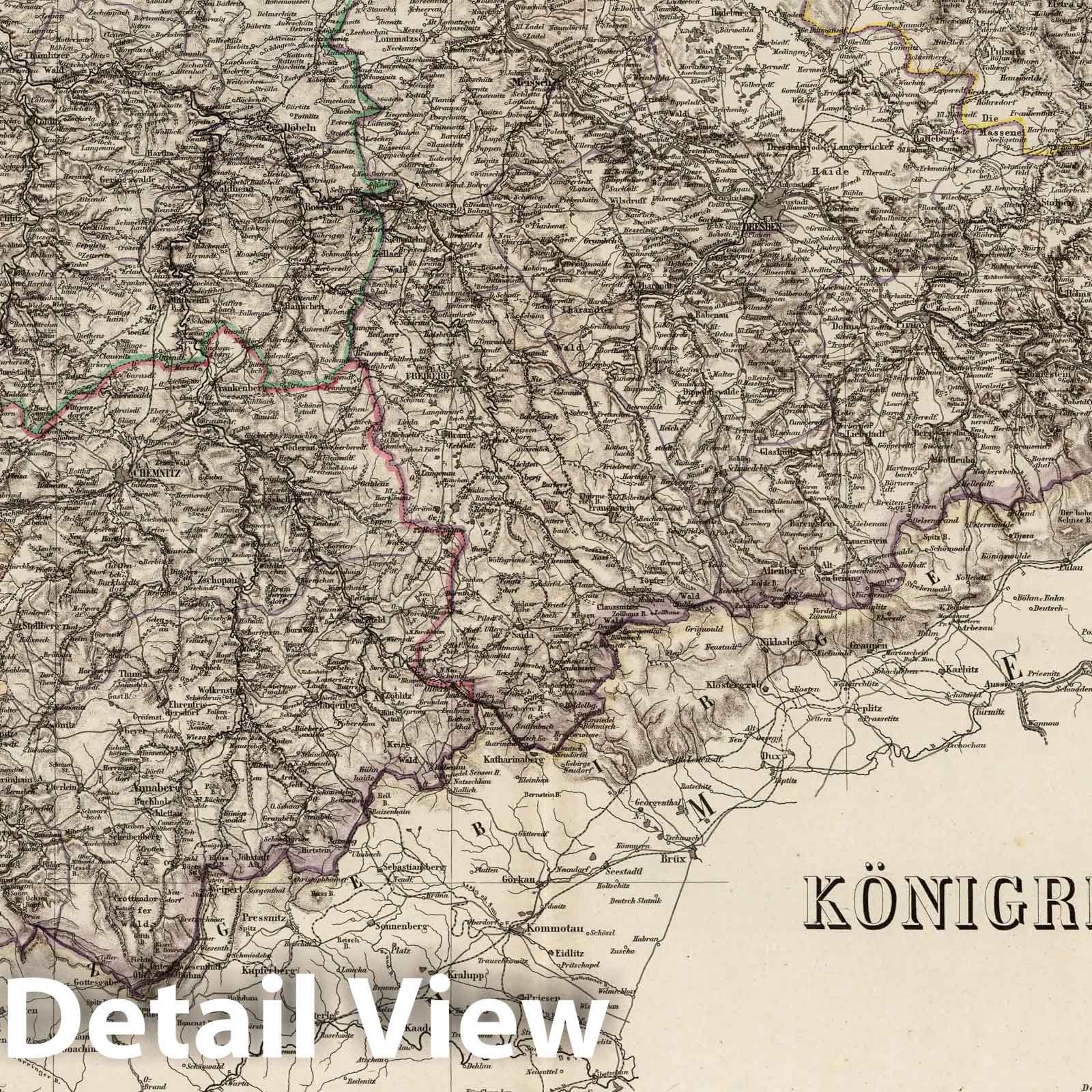 Kingdom of Saxony, 1875 - Historical Map Print