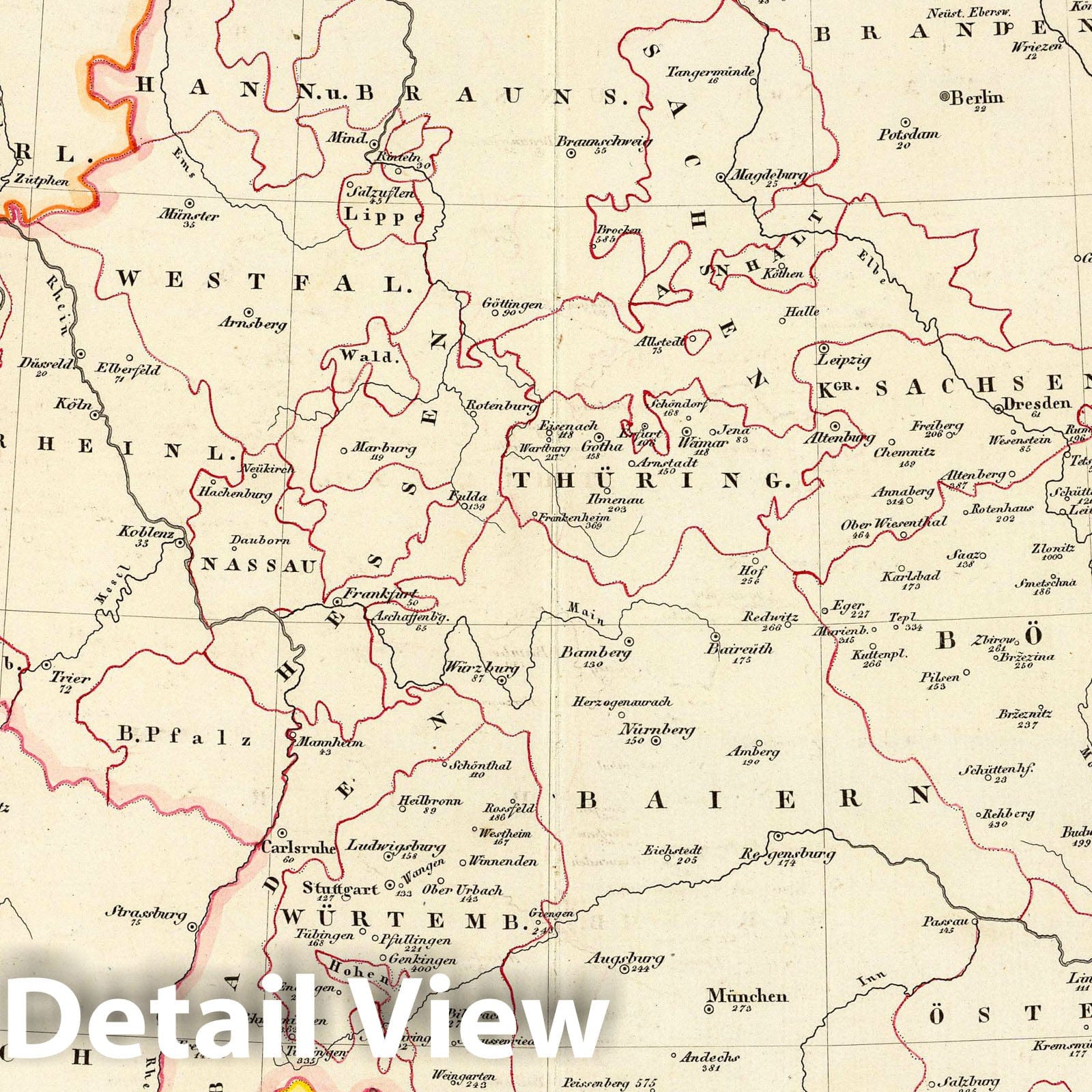 Meteorological Stations, Germany, Switzerland, and Netherlands - Climate Map, 1849
