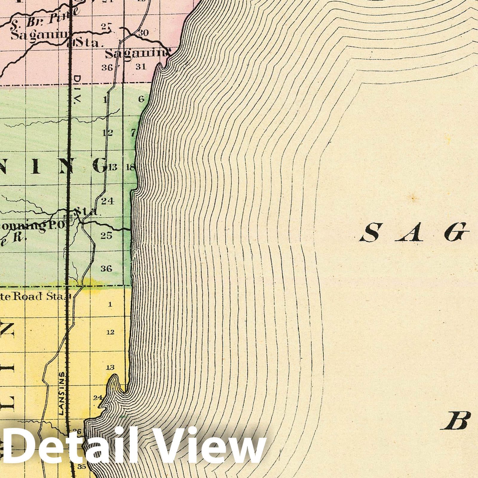 Bay County, Michigan - Railroad Map, 1873 - Historical Map Reproduction