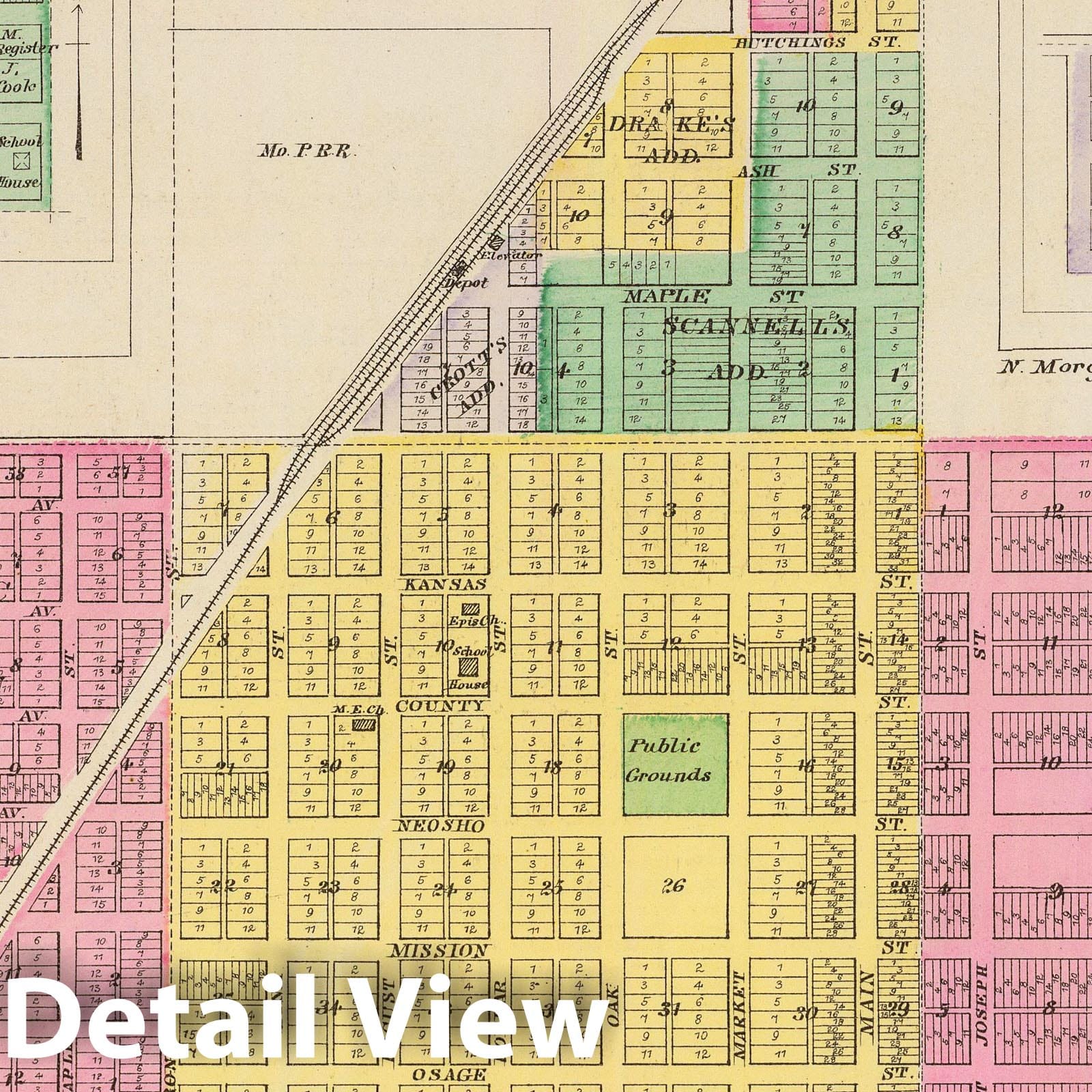 Osage Mission, Galesburg, and Earlton, Neosho County, Kansas - 1887 Historical Map Print