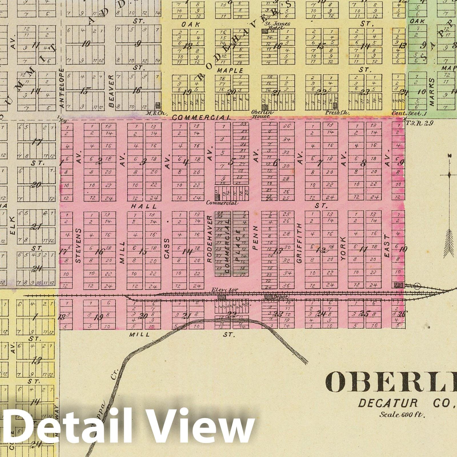 Oberlin, Norcatur, Kanona, Decatur County, Kansas - Military Map, 1887