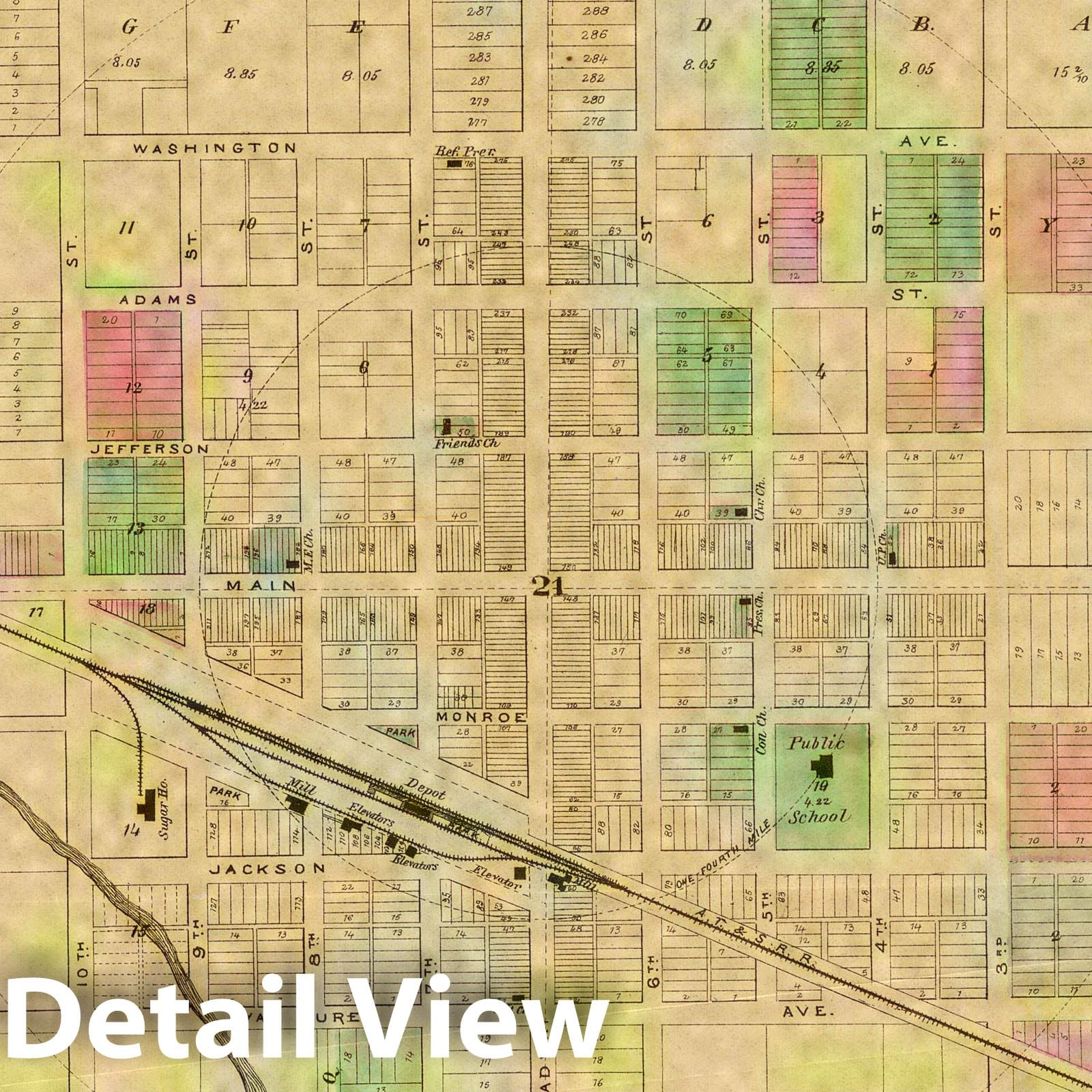 Sterling, Kansas Map 1887 - Historical Cadastral Map Print