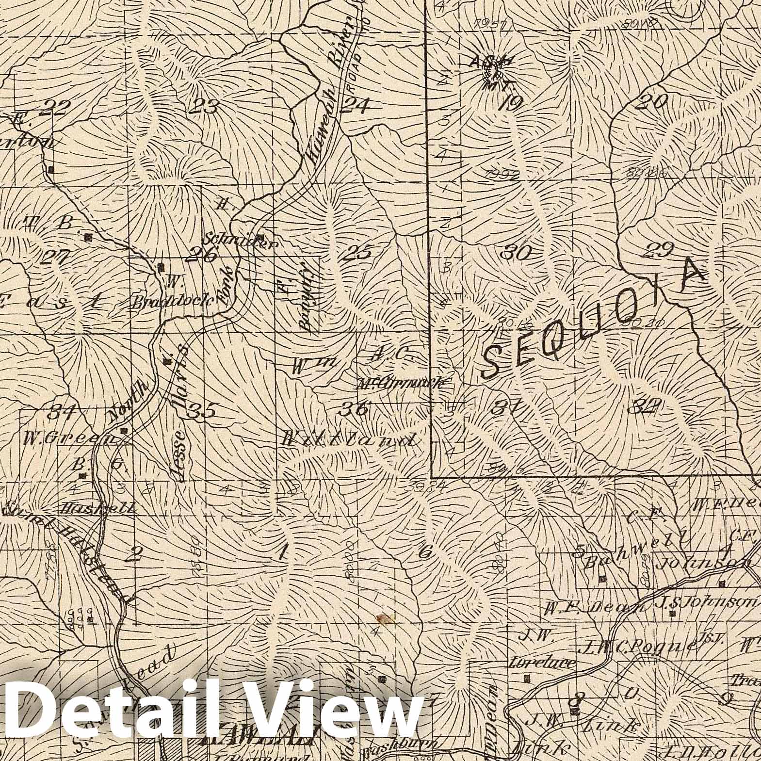 1892 Tulare County California Survey Map - Township 16-17S, Range 28-29E