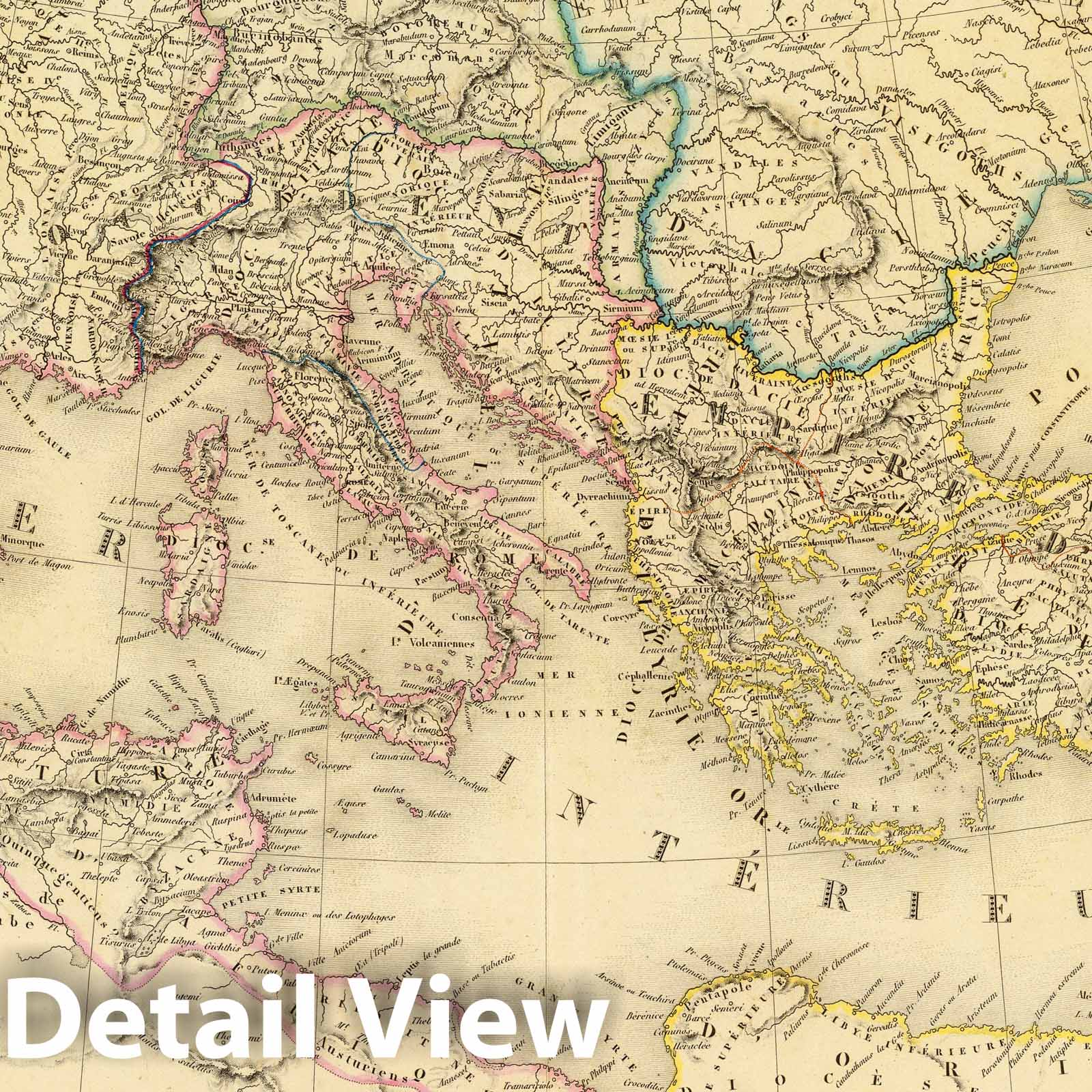 Roman Empire, Fourth Century, 1845 - Historical Map Print