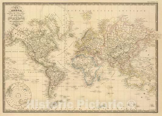 Historic Wall Map : 1849 Terre, Mercator proj. - Vintage Wall Art