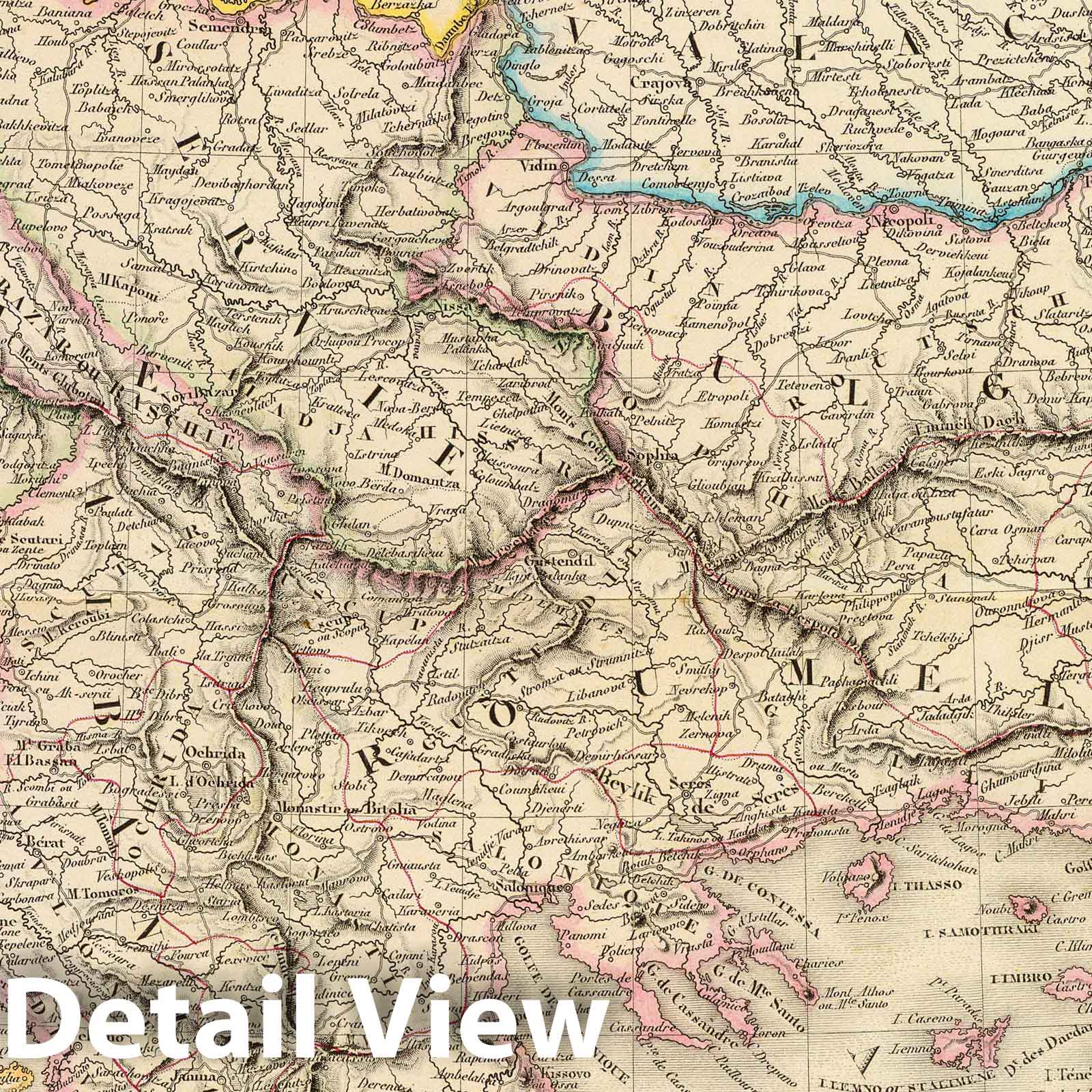 Turkey in Europe and Greece, 1850 - Historical Map Reproduction