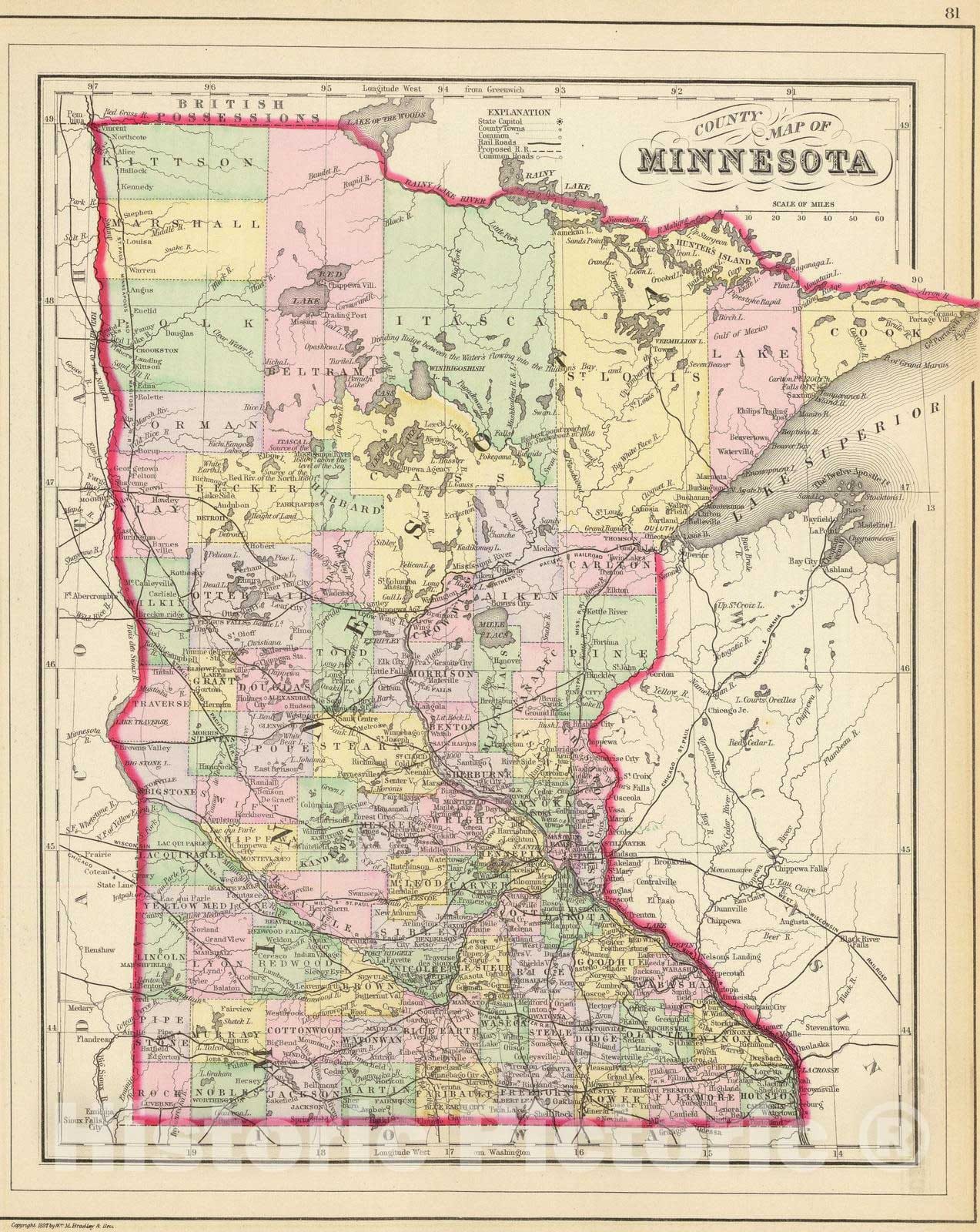 Historic Map : 1890 Minnesota. - Vintage Wall Art