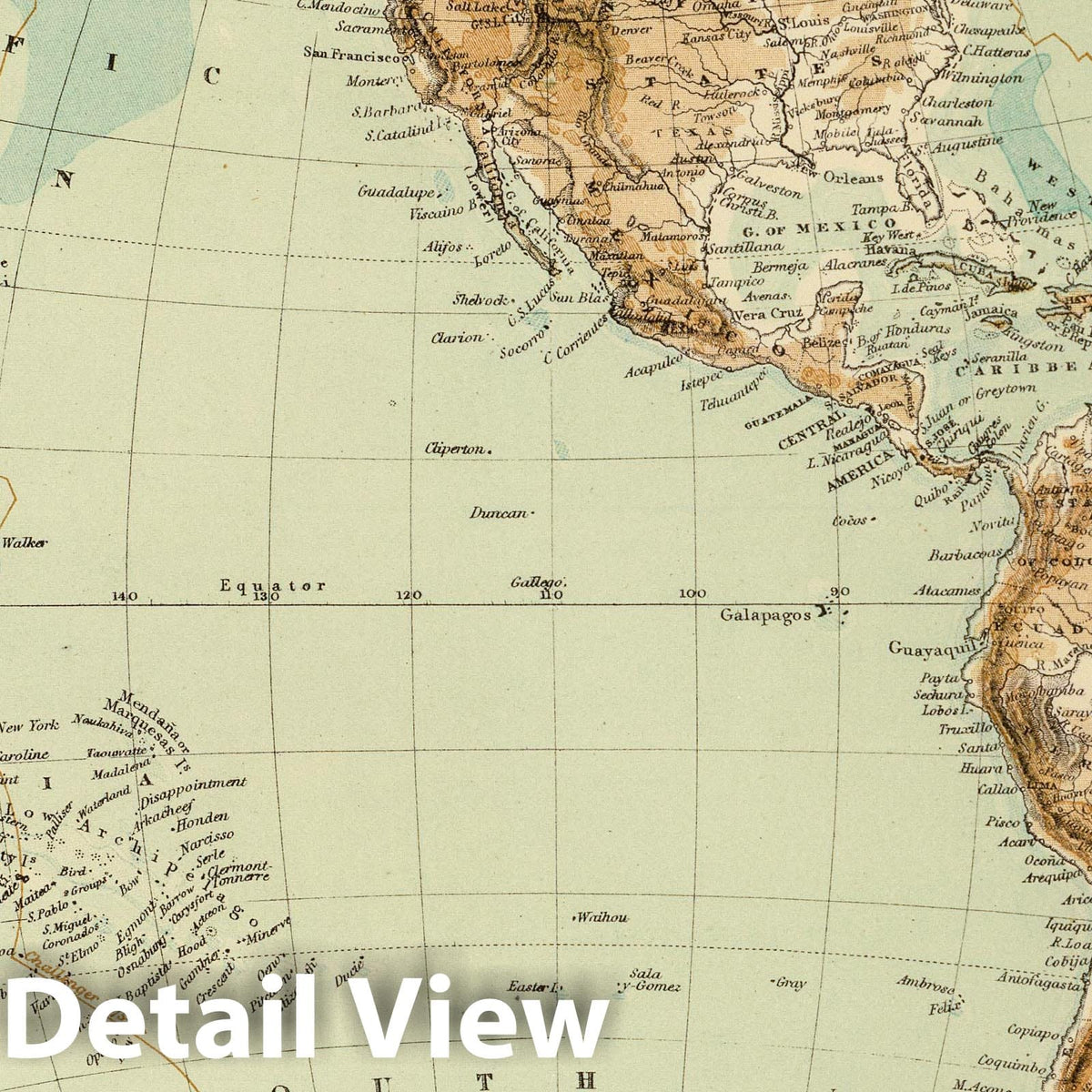 Western Hemisphere - River Map, 1883 - Historical Map Print