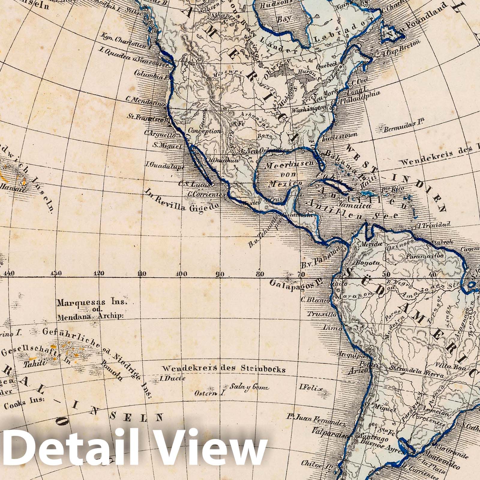 Western Hemisphere 1855 - Historical Map Print